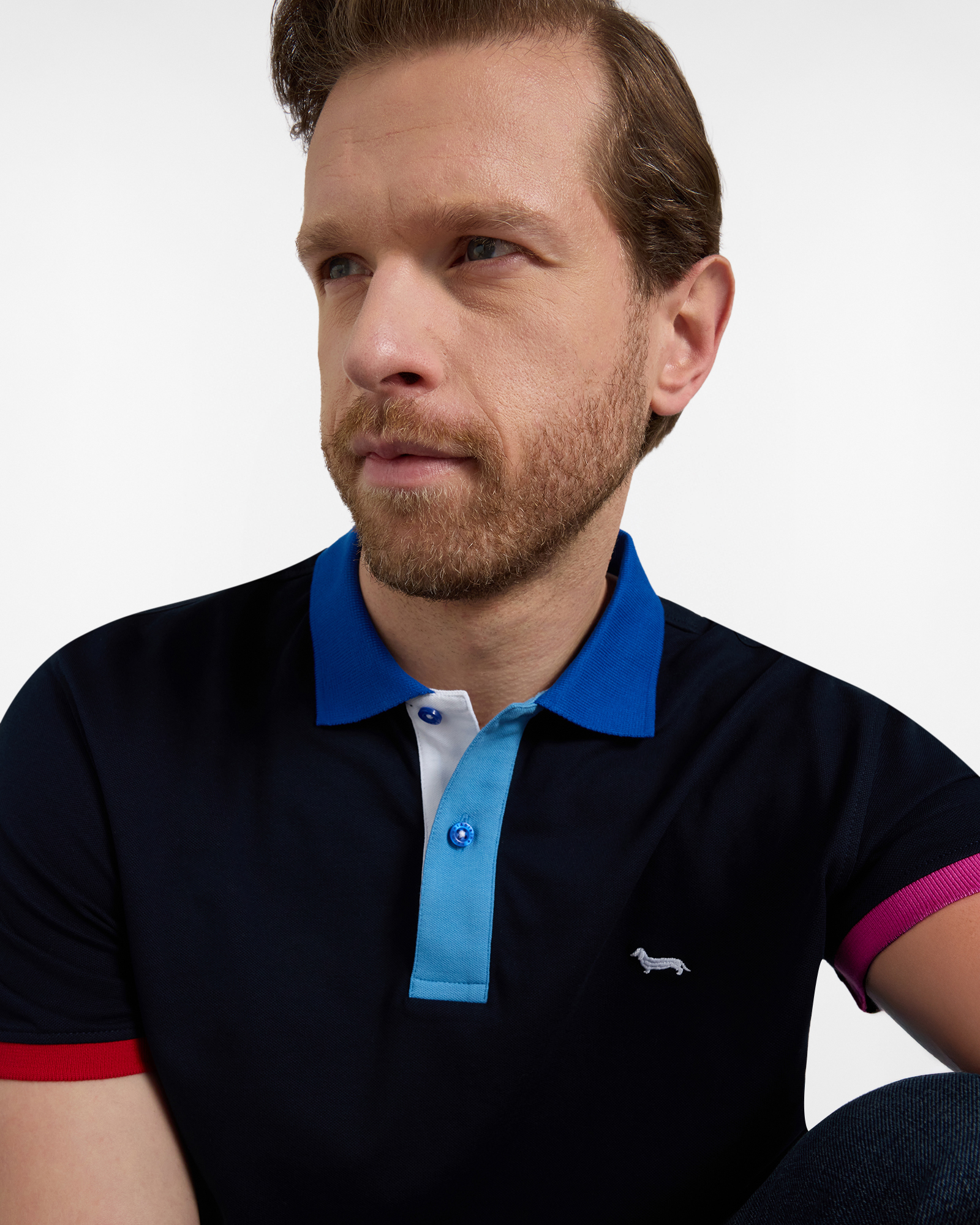 Contrasting collar and cuffs polo shirt, Blue, large image number 2
