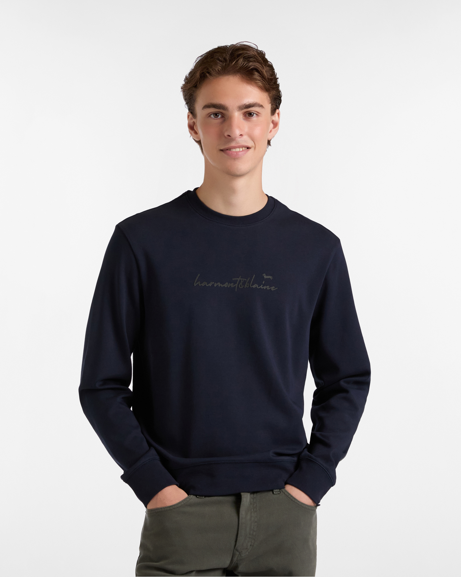 Felpa Con Lettering 3D, Blu Navy, large