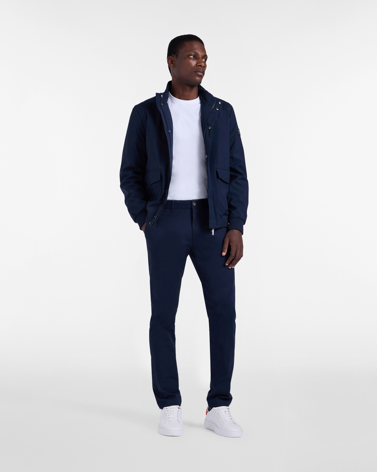 Soft Shell Jacket with Stand-Up Collar and Utility Pockets, Dark Blue, large image number 3