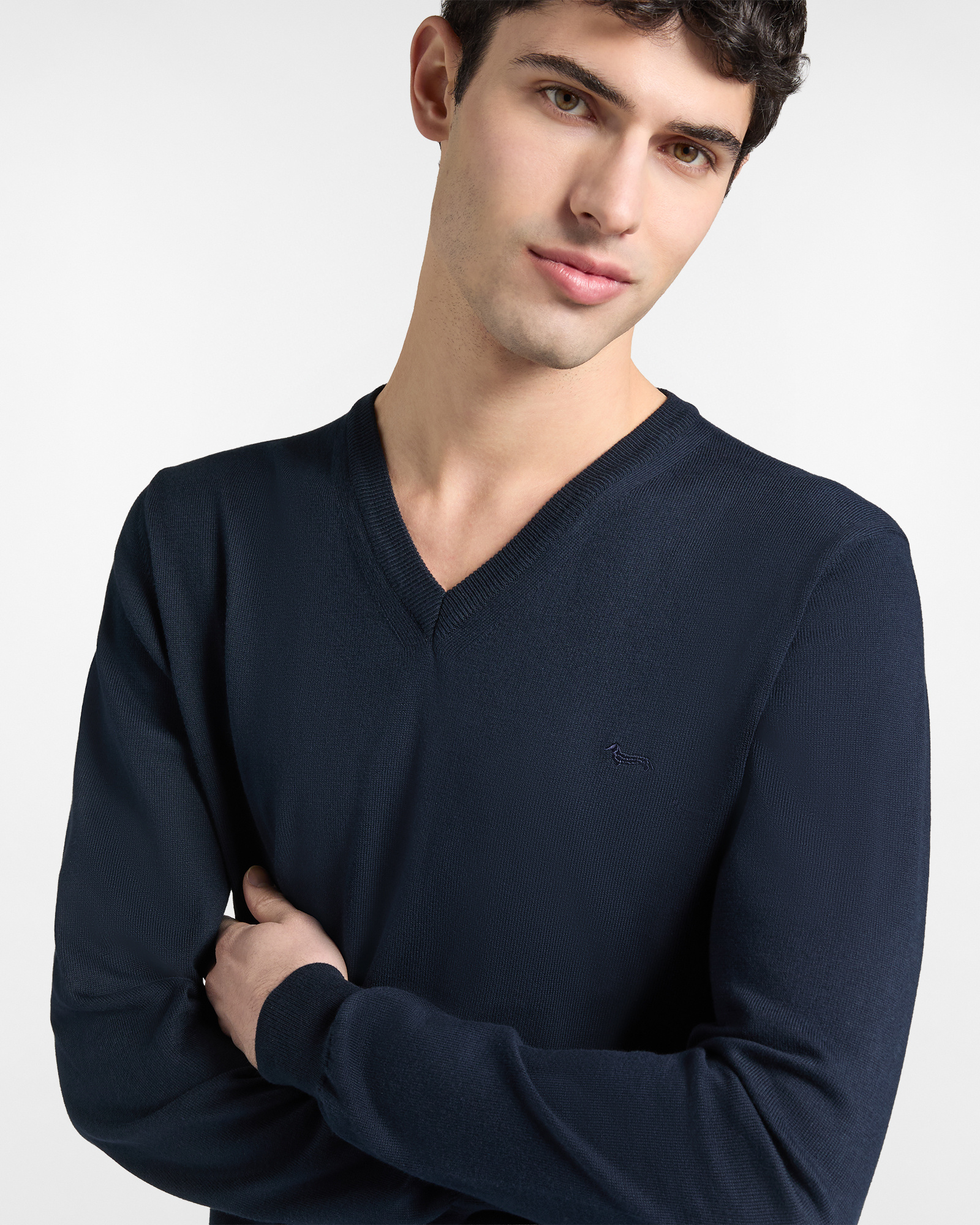 Cotton V-neck pullover, Blue, large image number 2