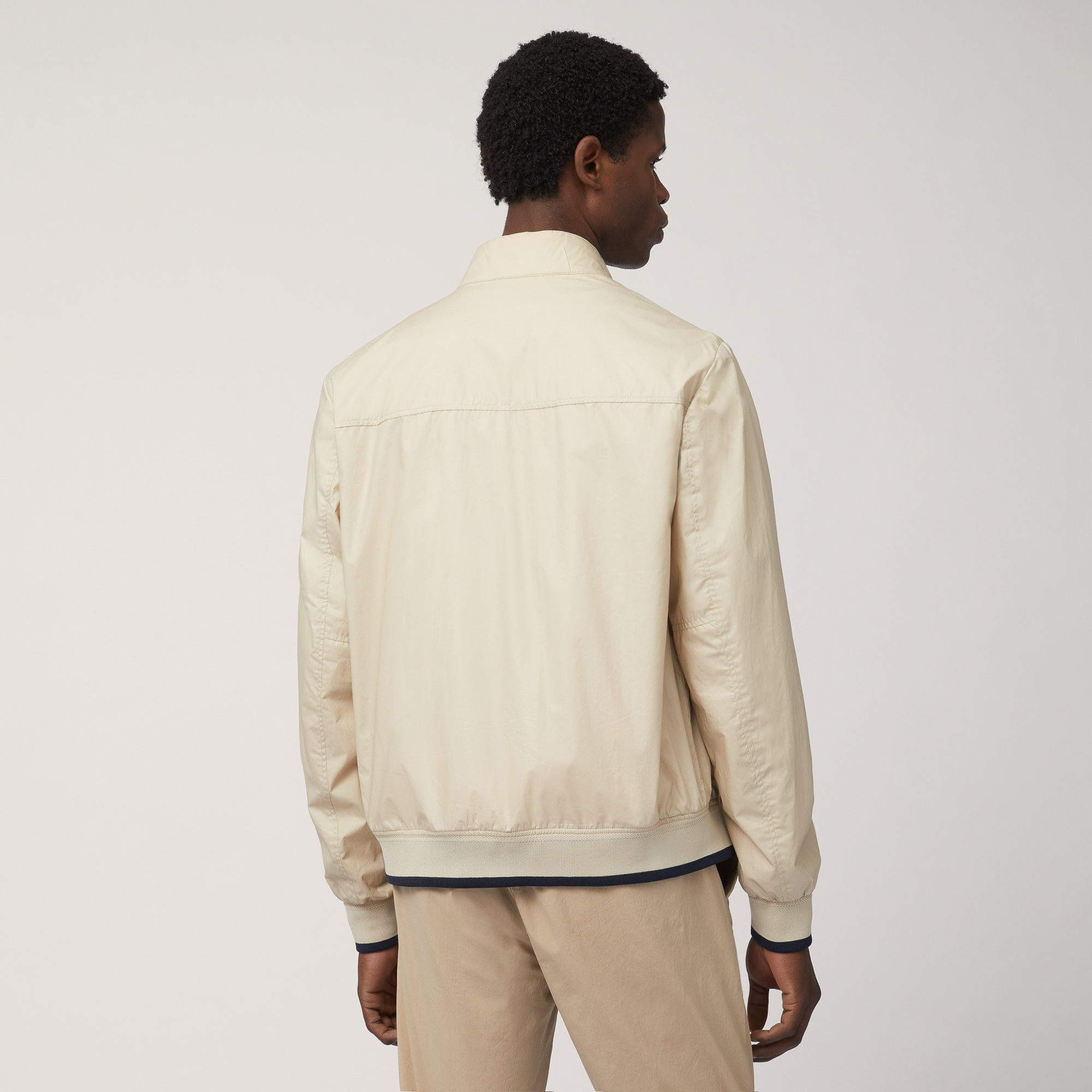 Paper Touch Effect Bomber Jacket, Beige, large image number 1