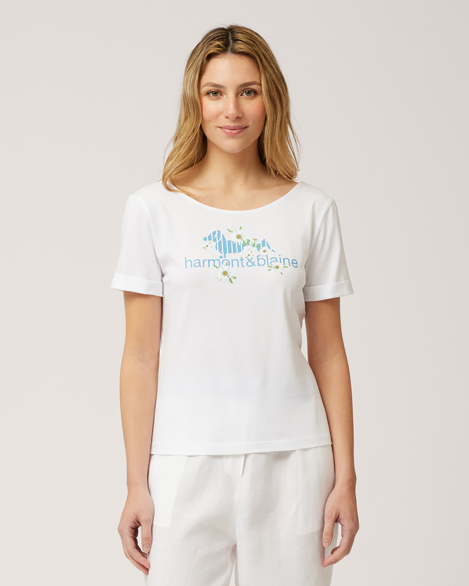 T-Shirt with Print and Cut-Out
