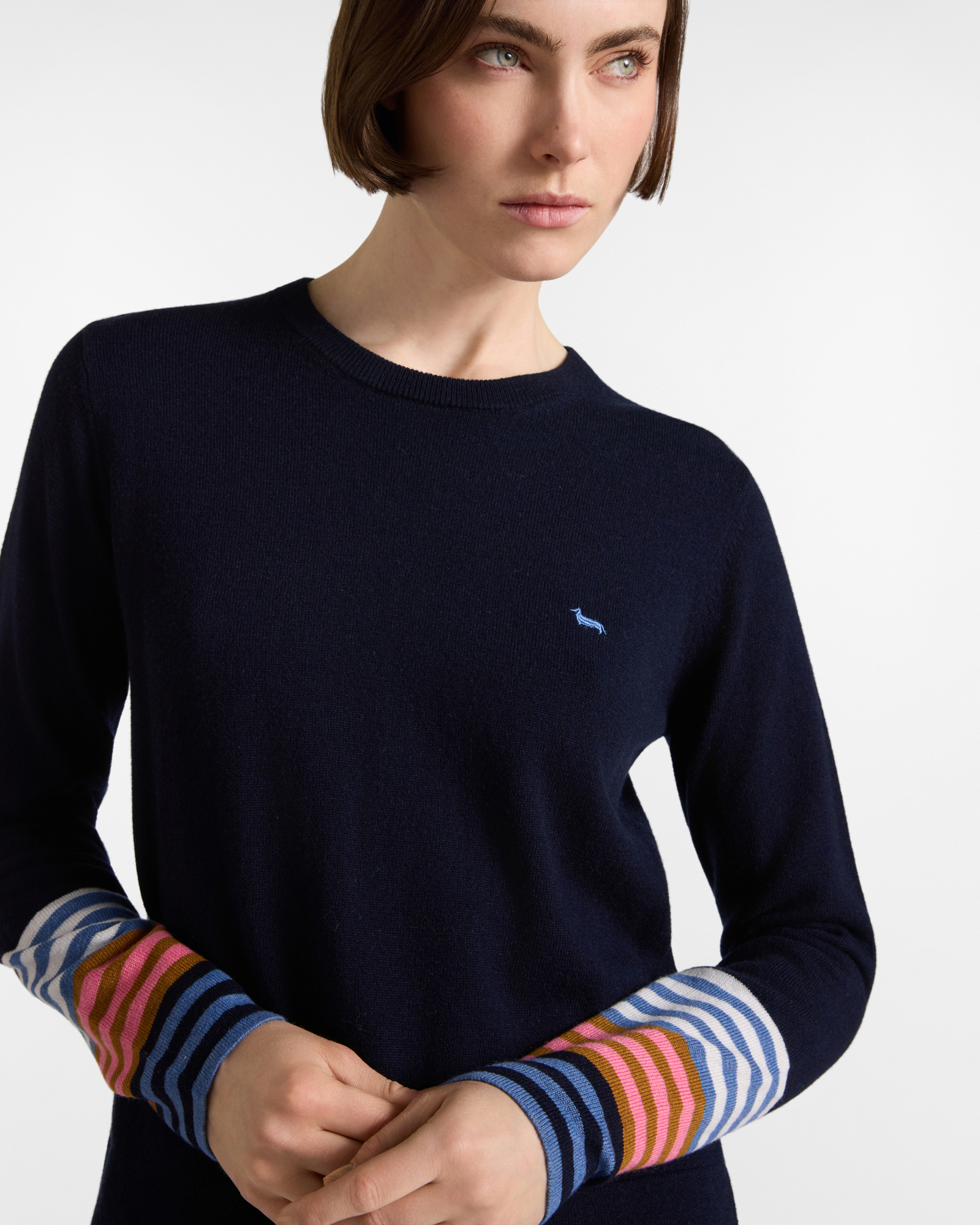 CONTRAST STRIPES ON SLEEVES, NAVY BLUE, large image number 2