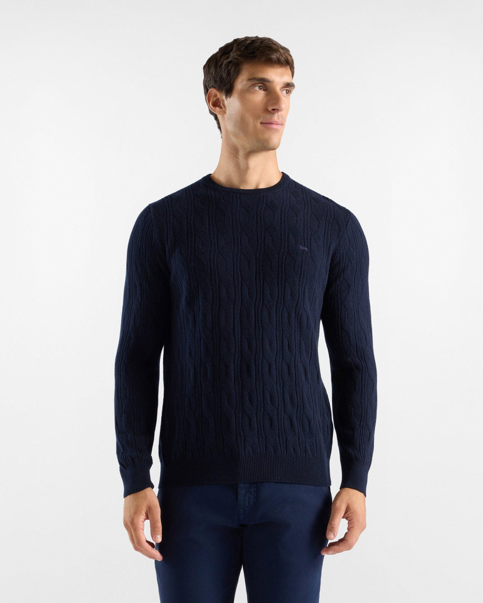 Men's Made in Italy sweater in 100% pure cashmere with regular fit, NAVY BLUE, large