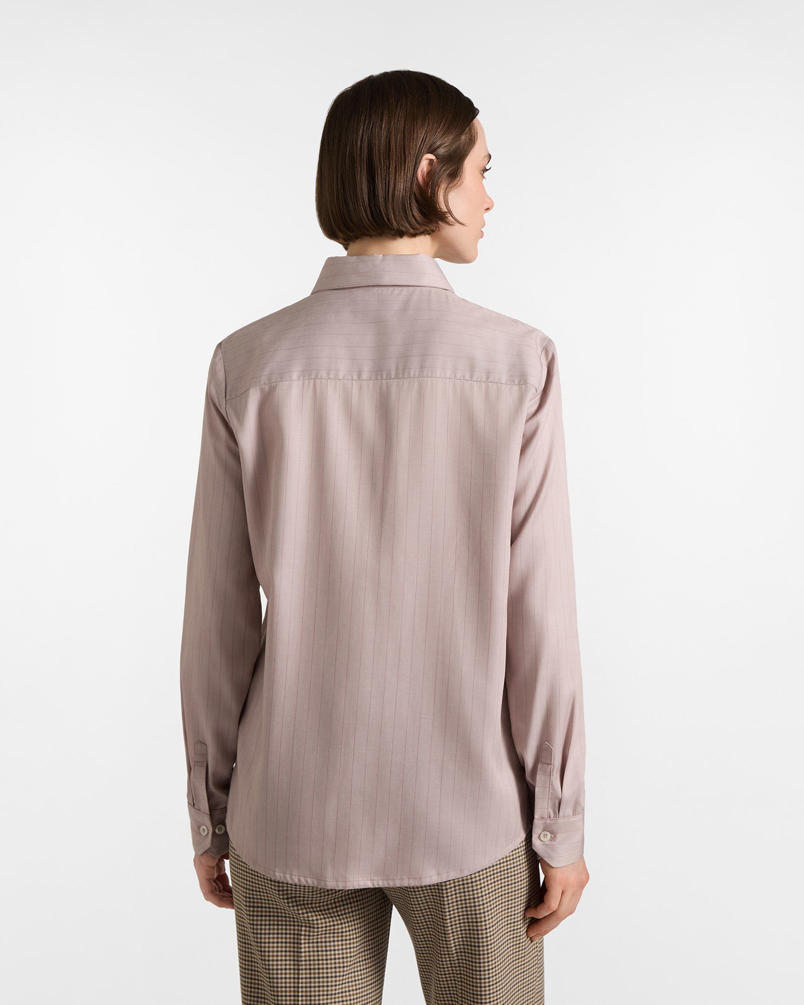 Camisa de mujer de tejido fluido con rayas en color arena, BEIGE, large image number 2