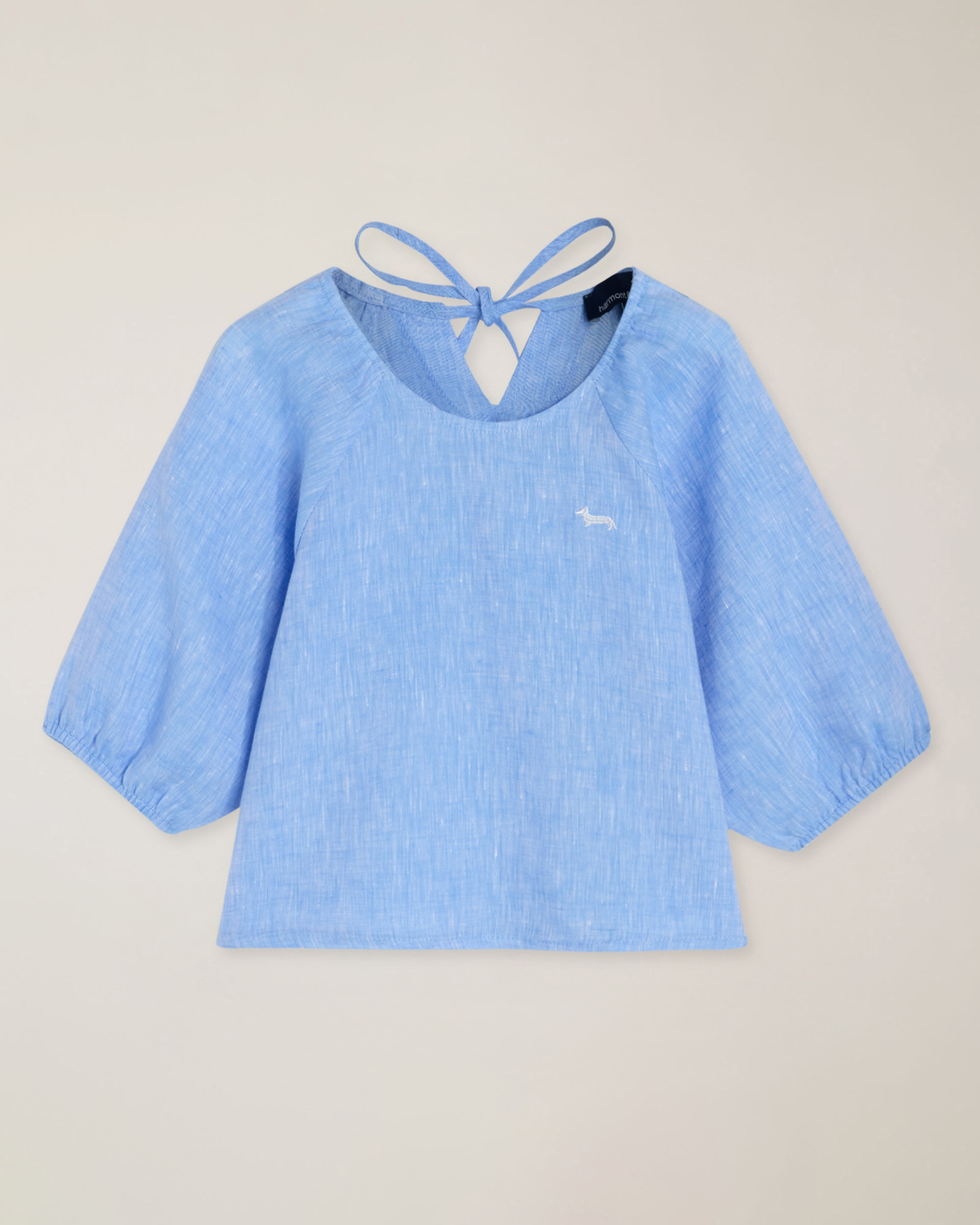Linen blouse with embroidered logo