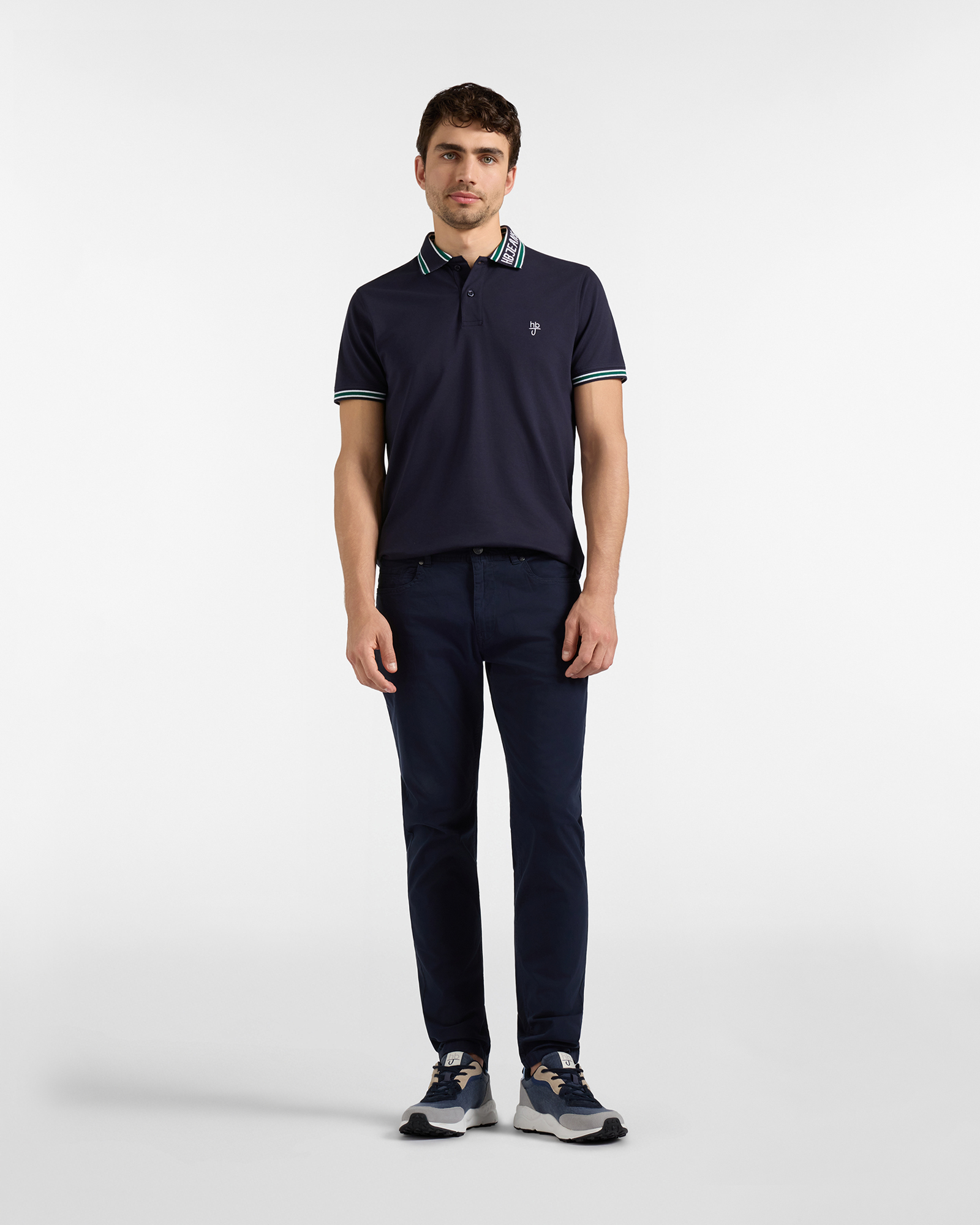 Polo uomo con logo sul colletto, Blu scuro, large image number 3