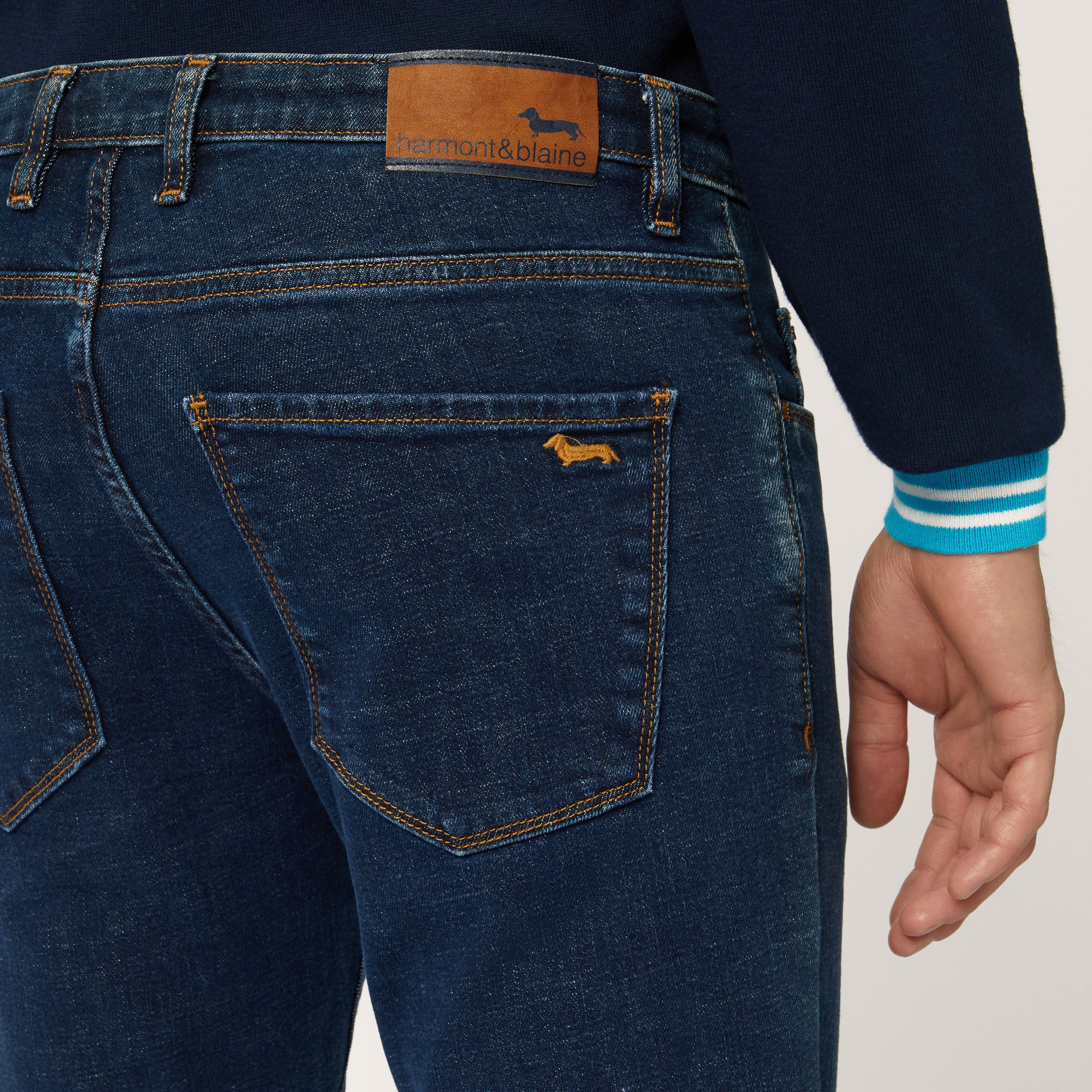 Slim Five-Pocket Pants, Blue, large image number 2