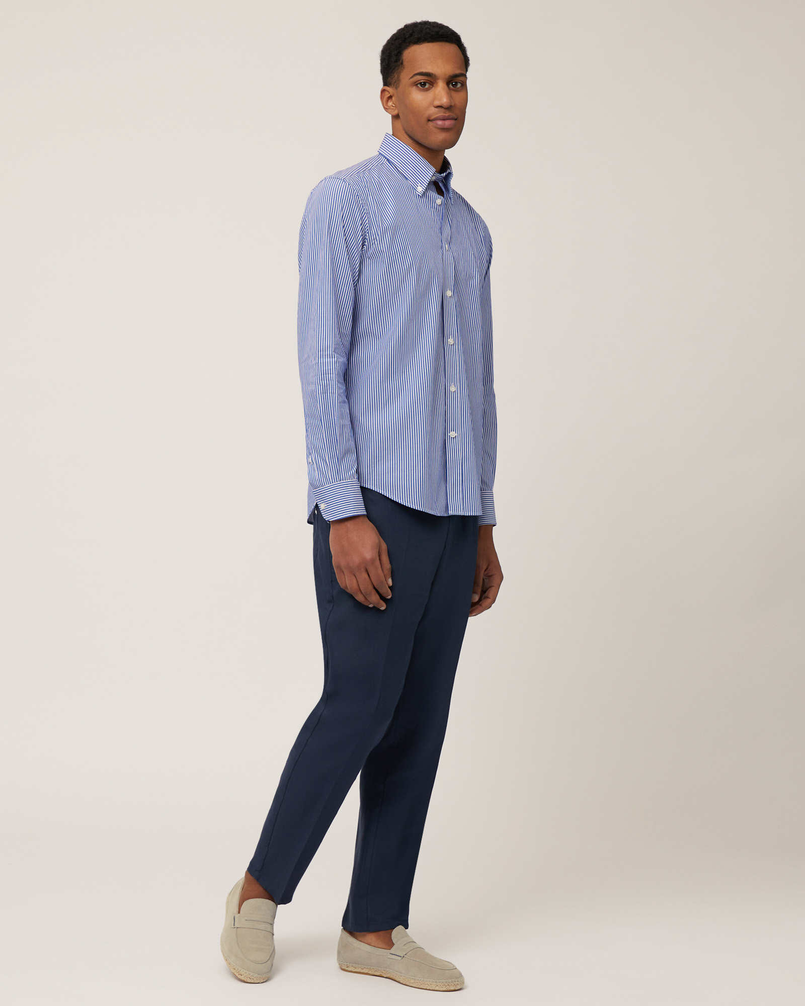 Pantaloni Lino Con Margherite, Blu Navy, large image number 3