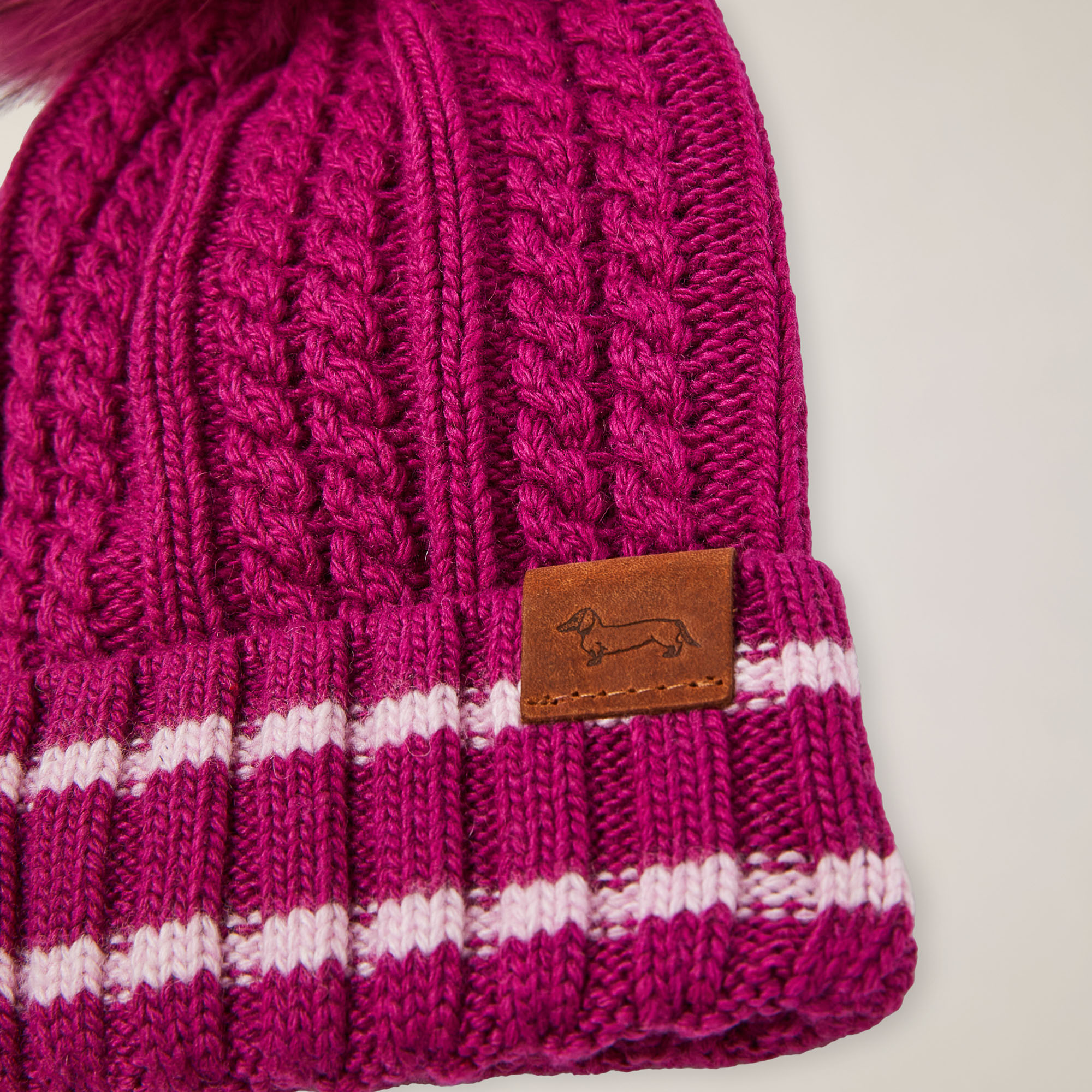 Gorro con pompón de pelo, Violeta oscuro, large image number 1