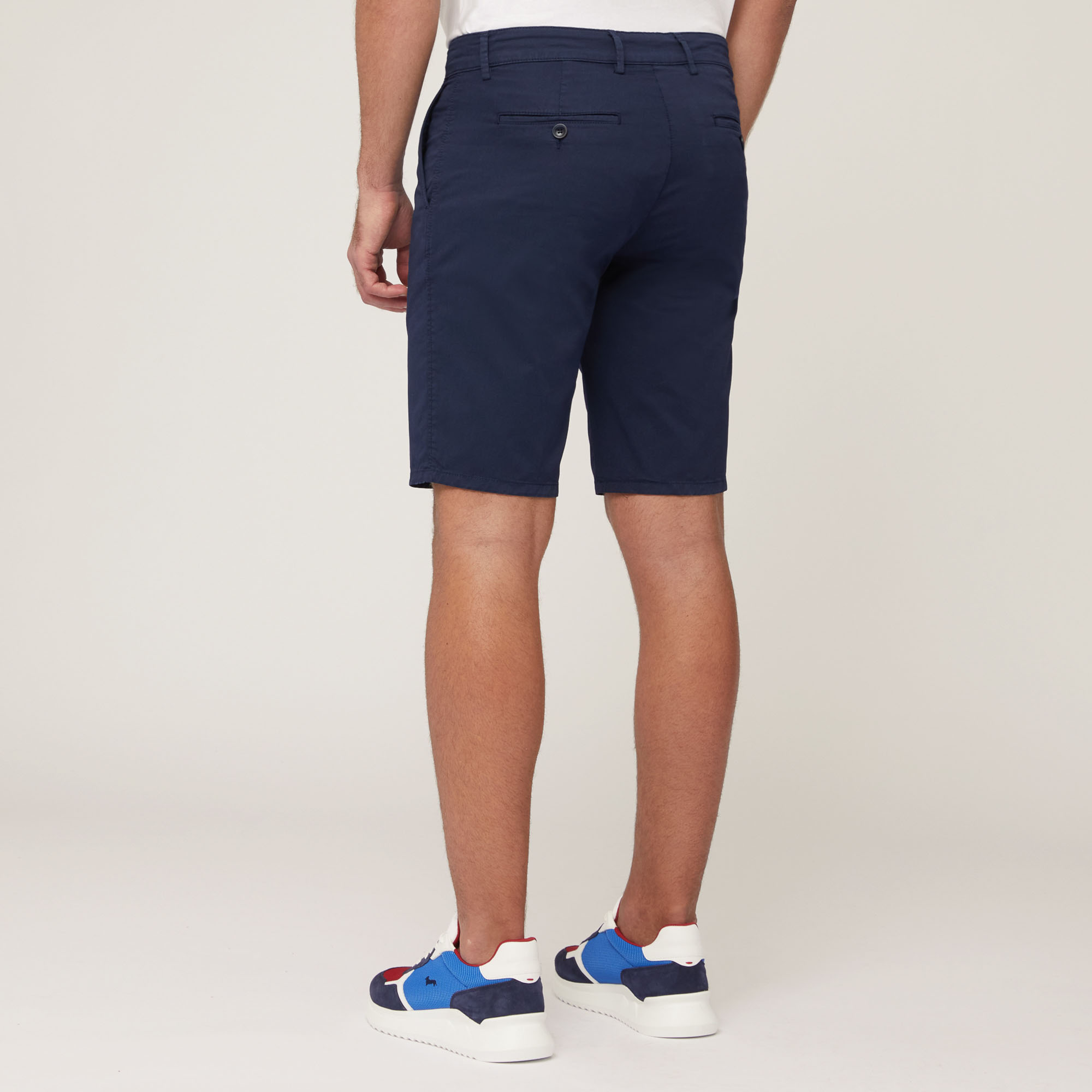 Stretch Cotton Bermuda Shorts, Blue, large image number 1