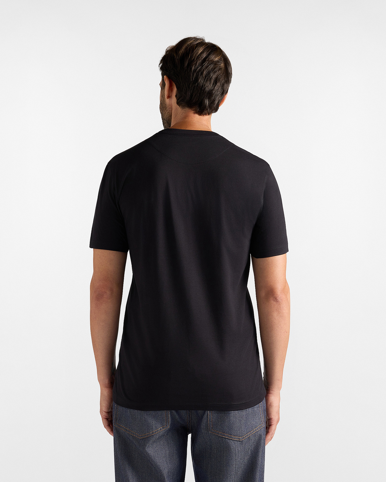 Camiseta de hombre de 100 % puro algod&oacute;n de corte entallado, NEGRO, large image number 1