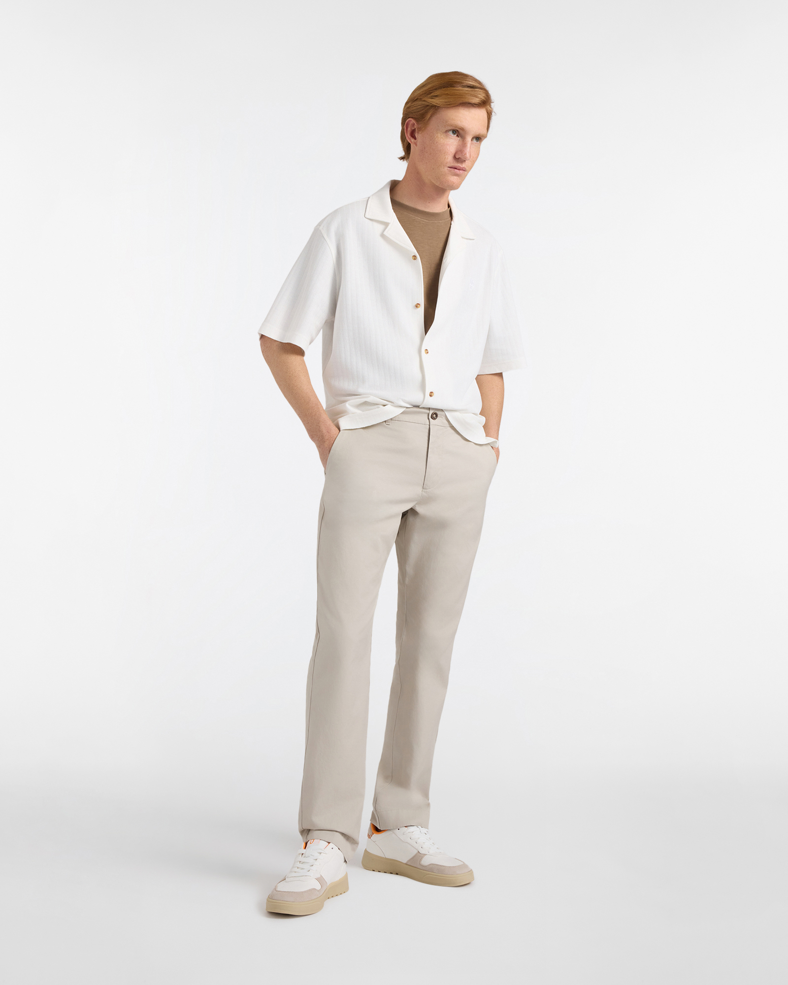 Chino Uomo in Cotone e Lino Regular Fit, Beige, large image number 3