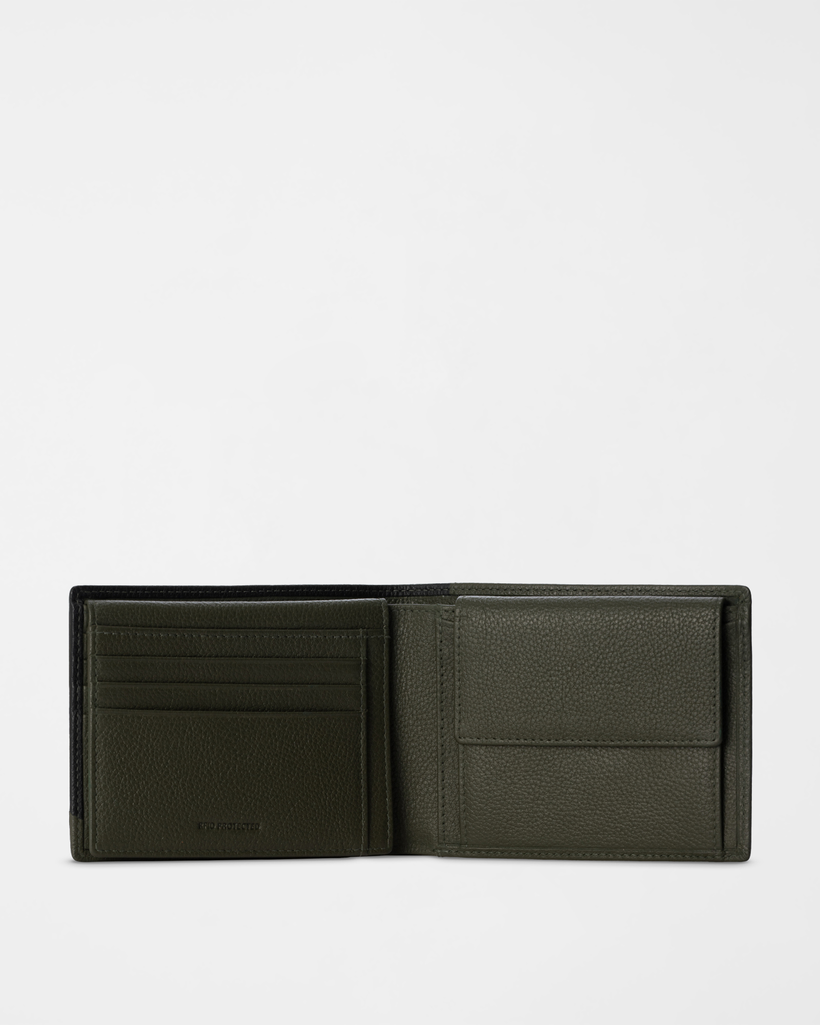 Men&rsquo;s Two-Tone Genuine Leather Wallet with Coin Pocket, GREEN, large