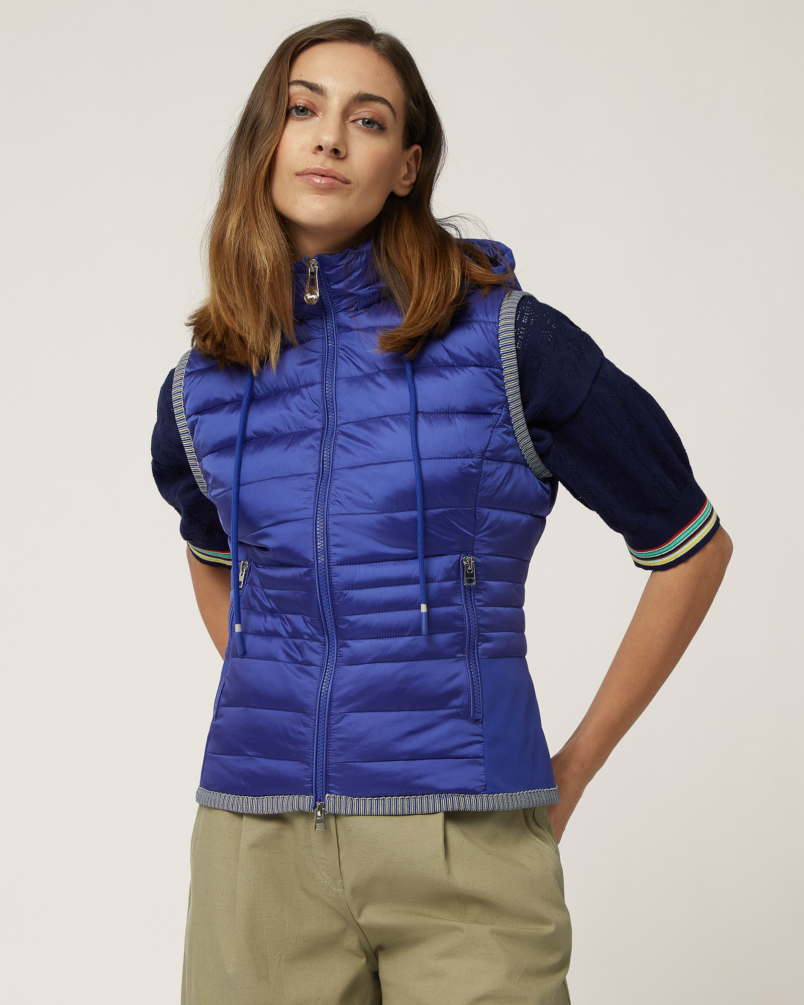 Sleeveless Gilet with Contrasting Trims, Light Blue, large image number 0