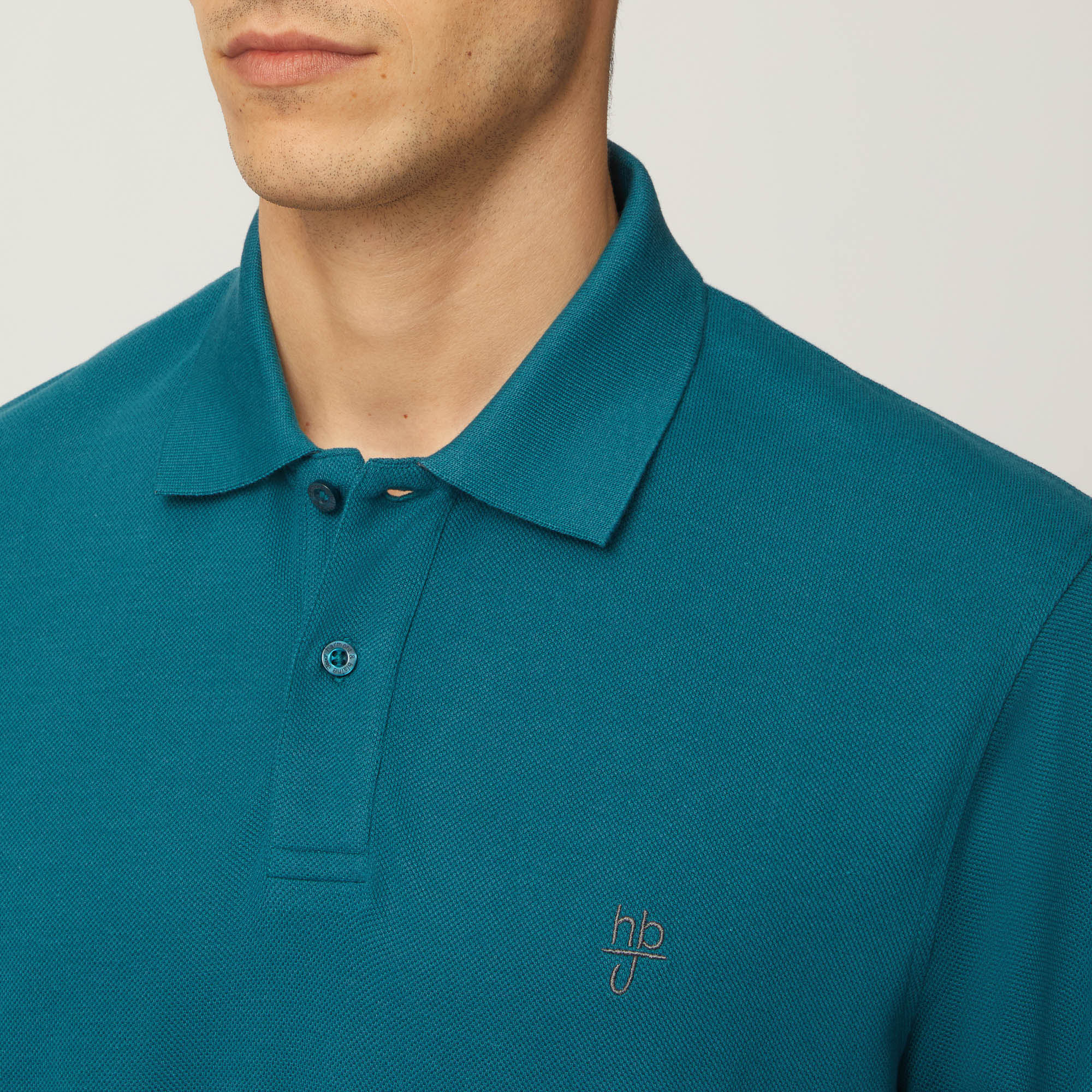 Polo A Maniche Lunghe Regular Fit, Verde Petrolio, large image number 2