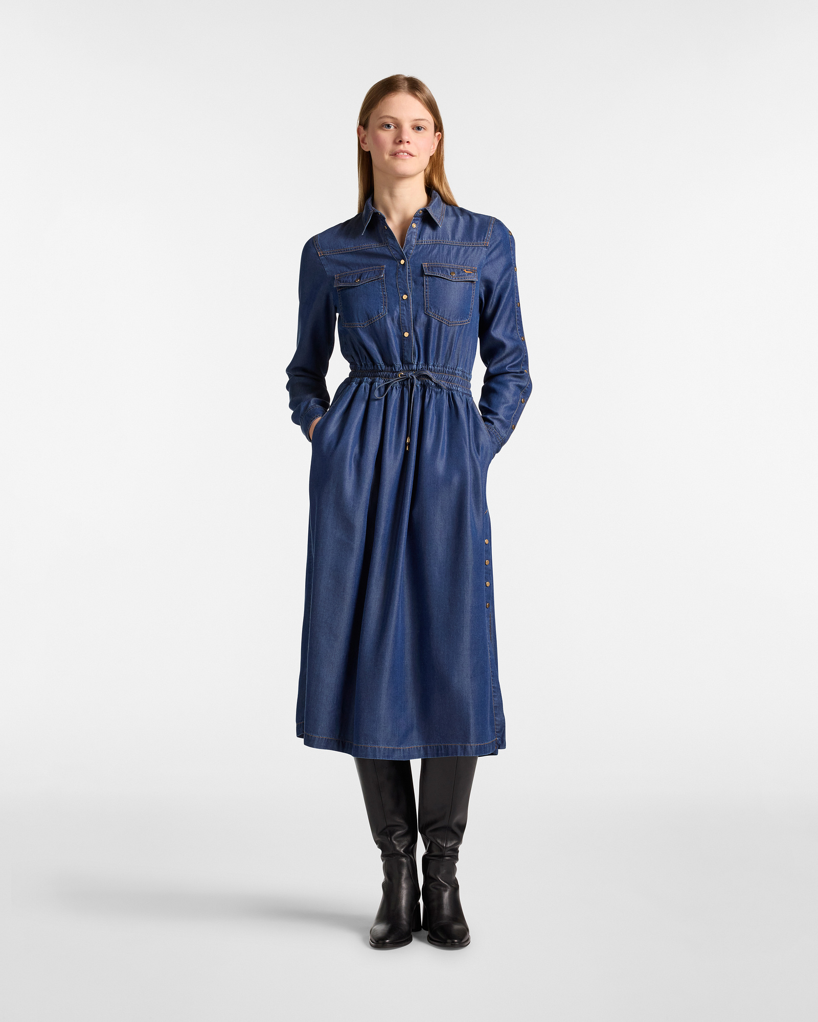 Midi Shirt Dress in Chambray