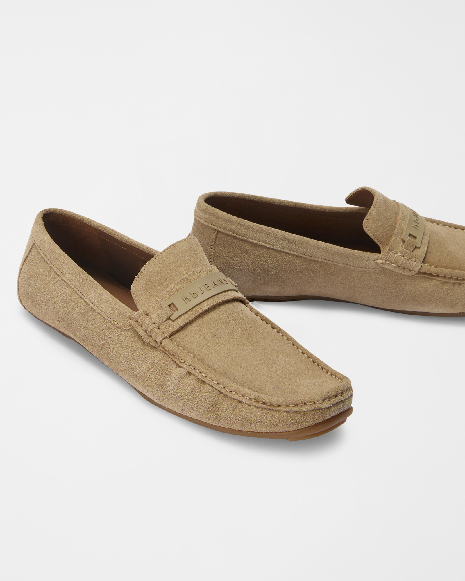 Driver Shoes in Suede con Morsetto Iinciso, Beige, large image number 3