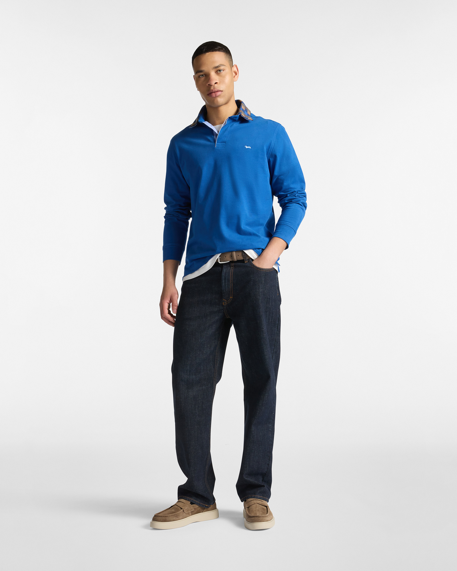 Vietri Polo Shirt with Contrast Collar, Light Blue, large image number 3