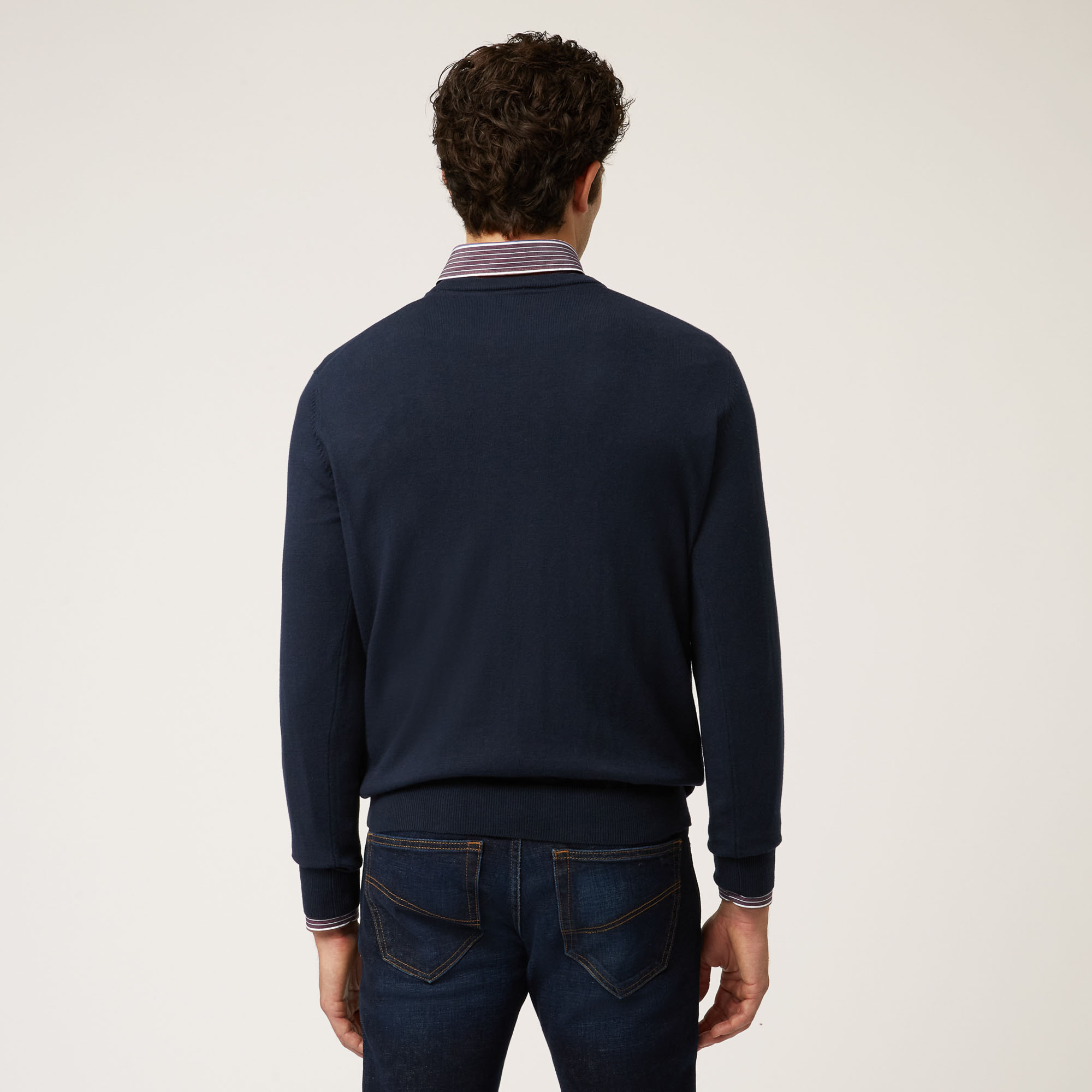 Pullover Girocollo Con Intarsi Art Academy, Blu Navy, large image number 1