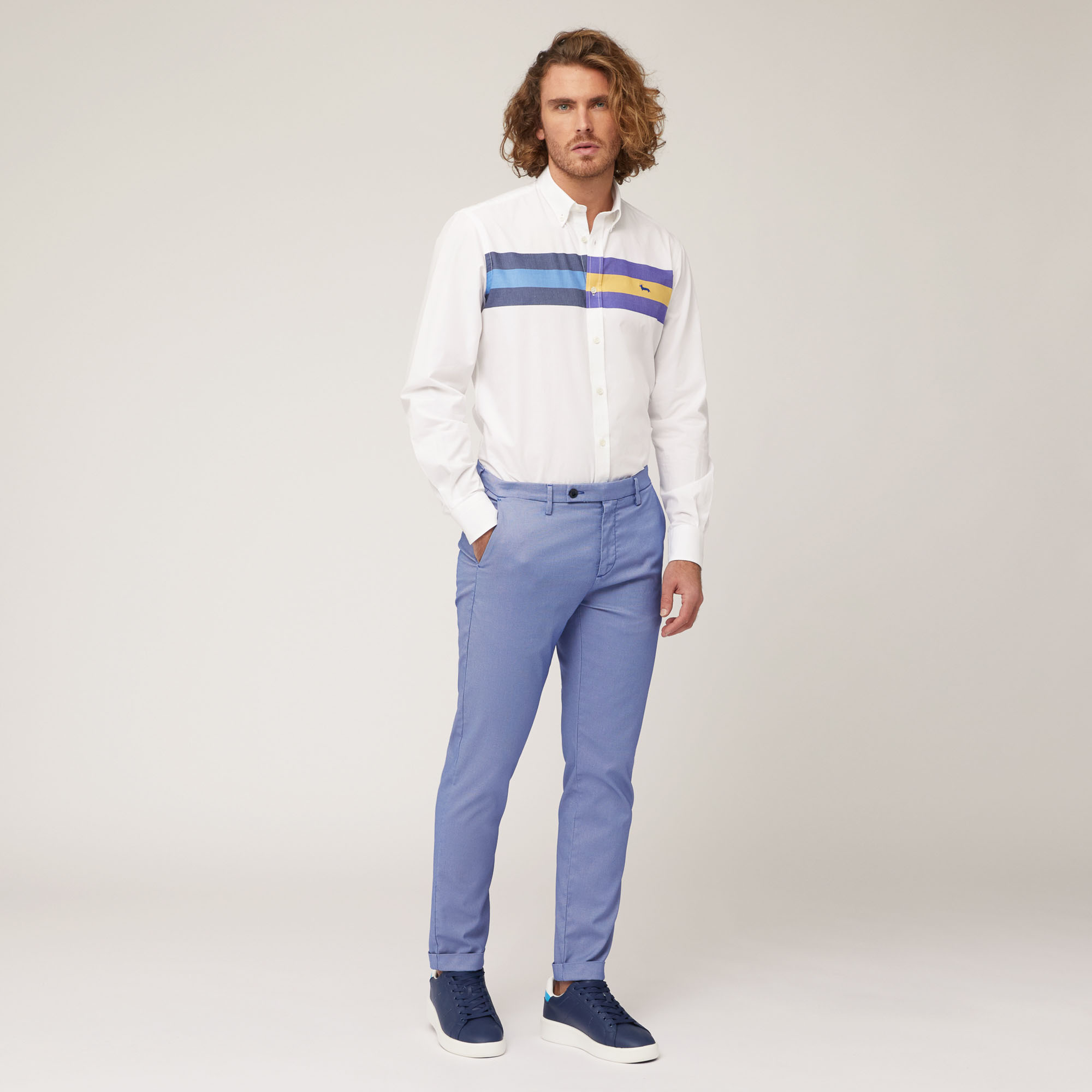 Stretch Cotton-Blend Pants, Hydrangea, large image number 3