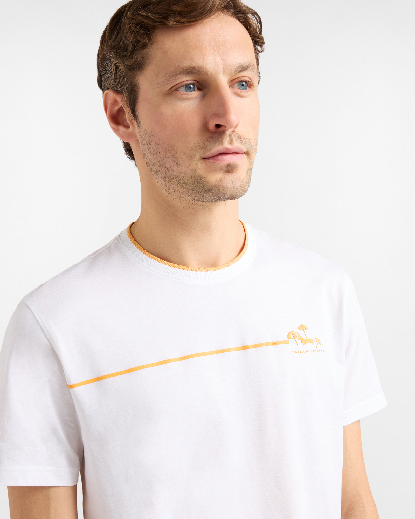 Men's T-shirt with a sea theme print, Orange, large image number 2