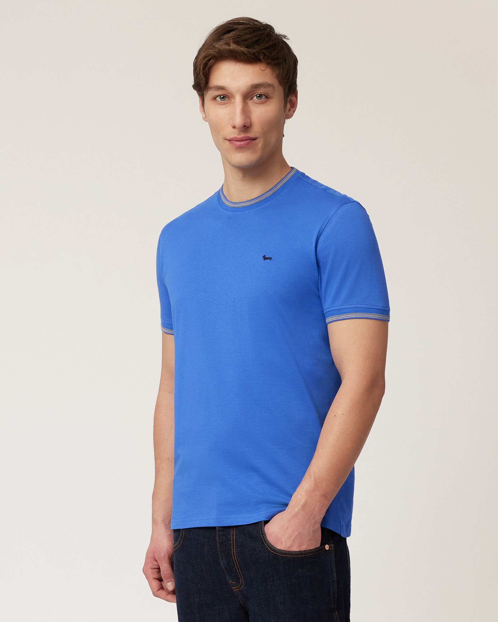 T-Shirt with Striped Details, Light Blue, large image number 0