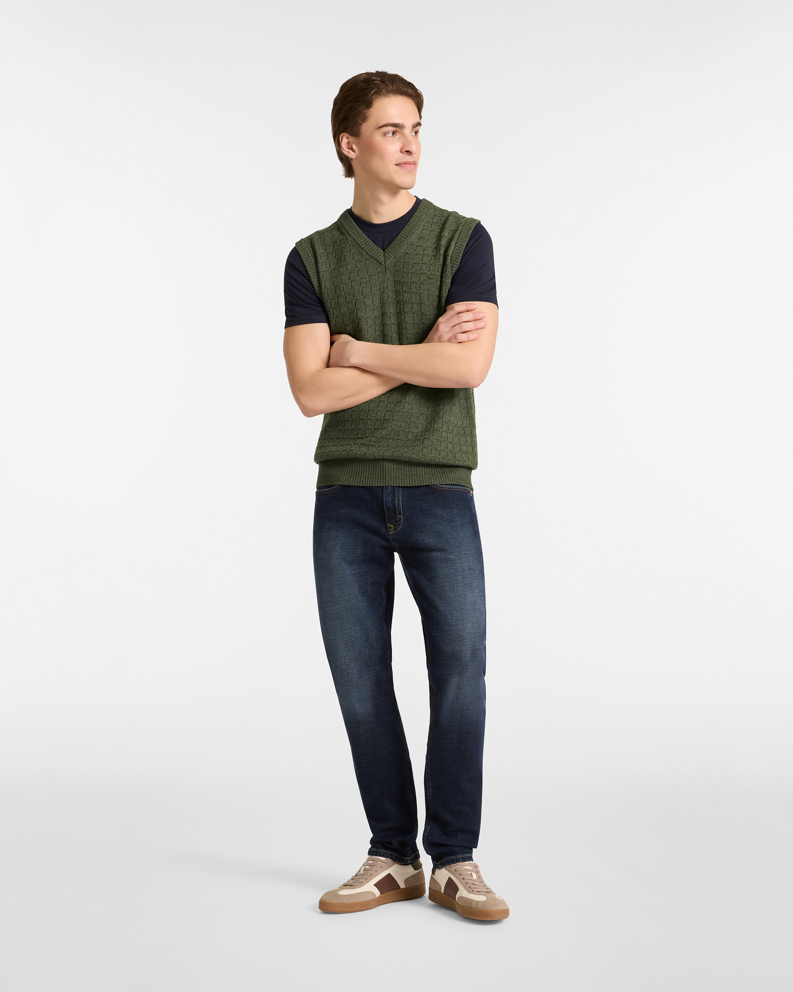 Vest with Checkered Pattern, Green, large image number 3