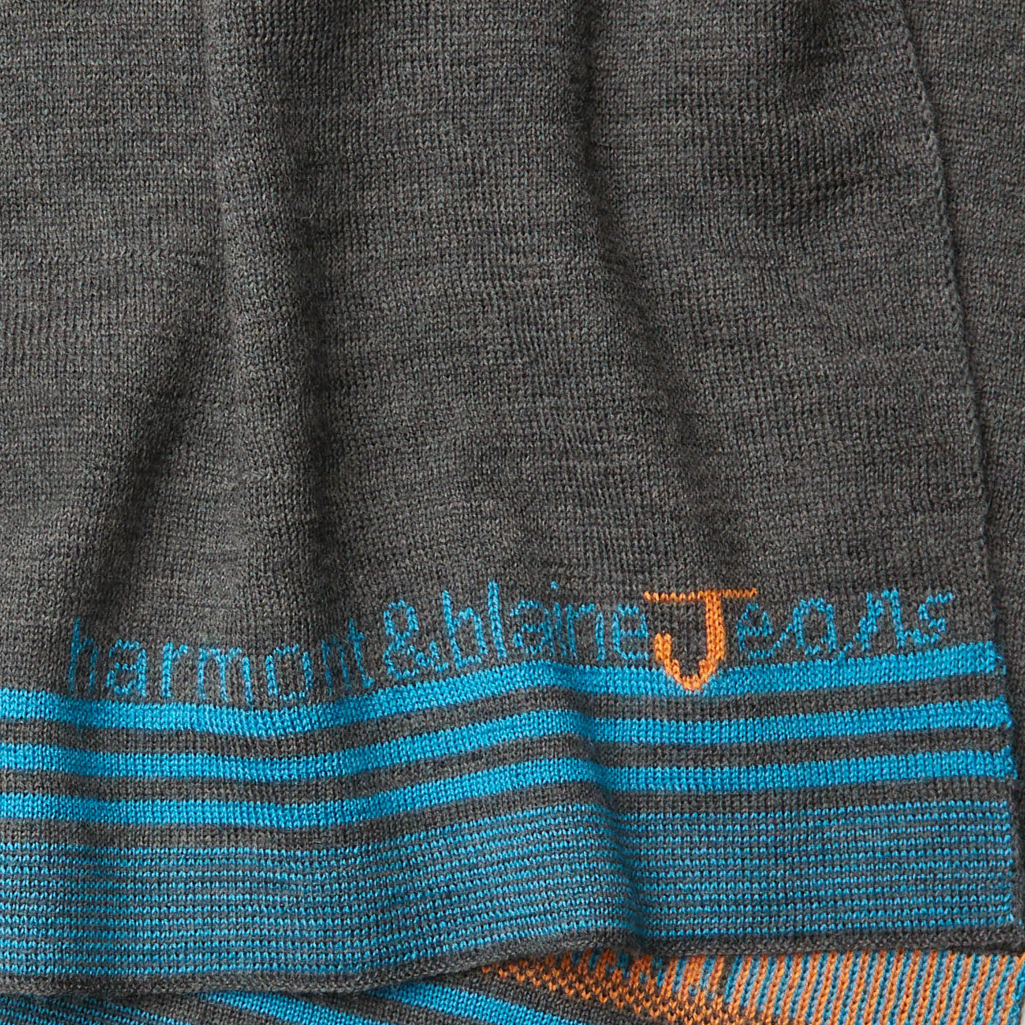 Sciarpa In Misto Lana Con Lettering E Righe, Grigio, large image number 1