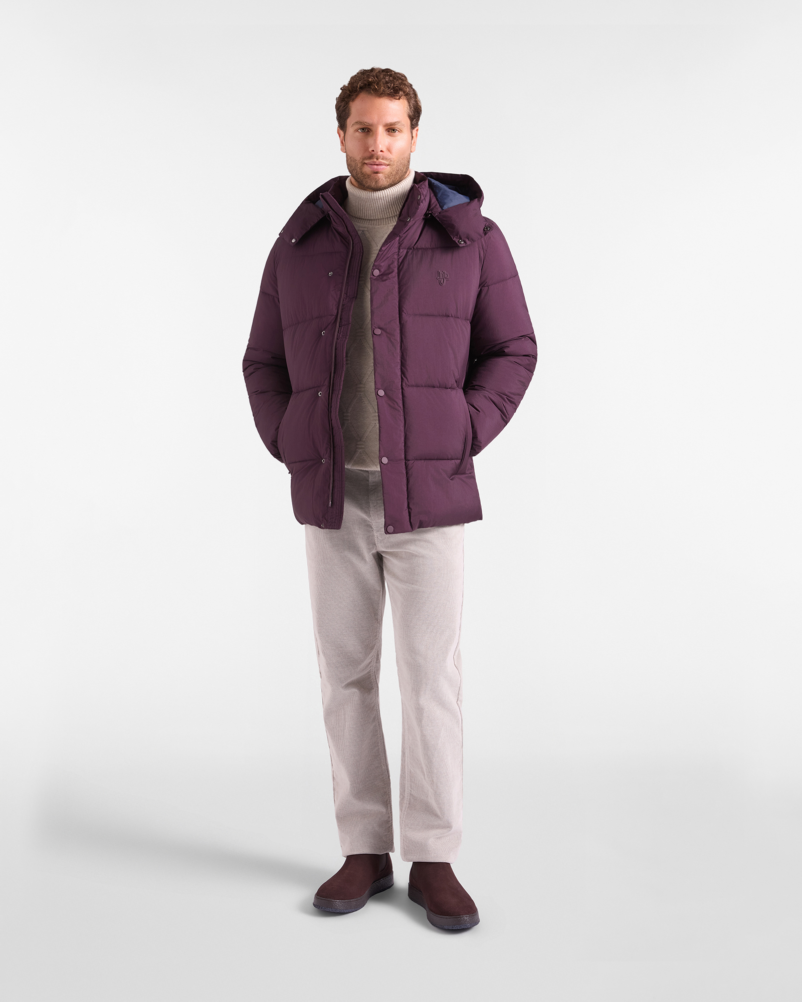 Giubbino HBJ Uomo Effetto Piumino in Nylon, PRUGNA, large