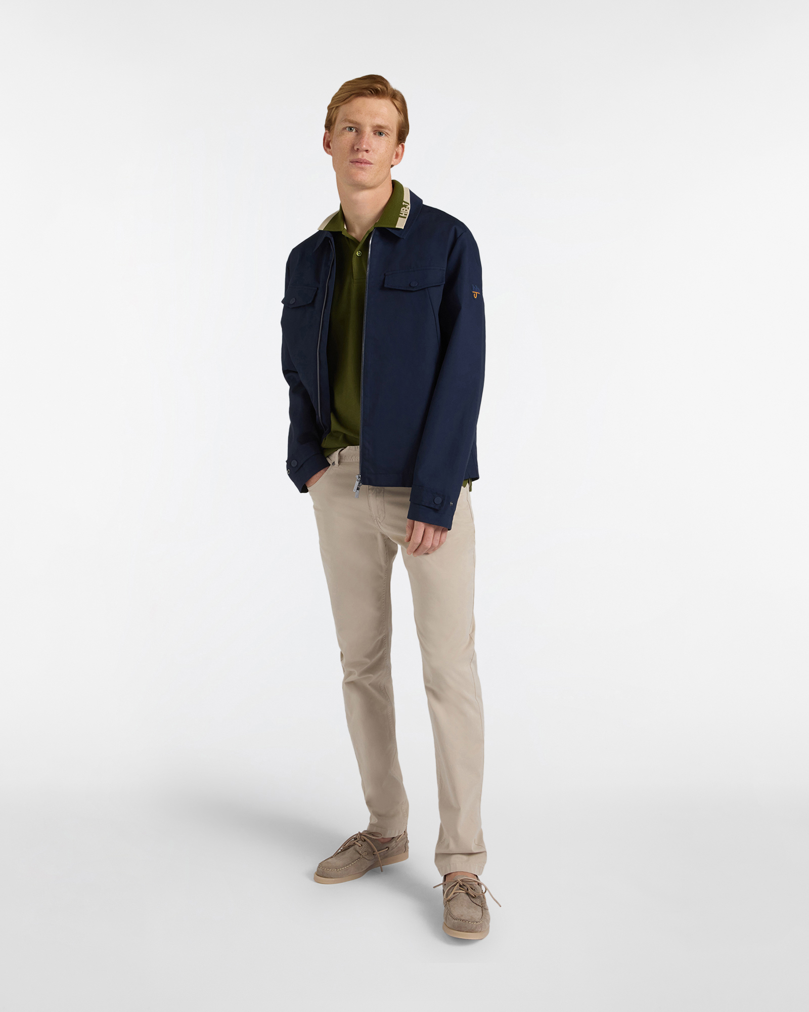 Giubbino Uomo in Cotone con Tasche Applicate, Blu scuro, large image number 3