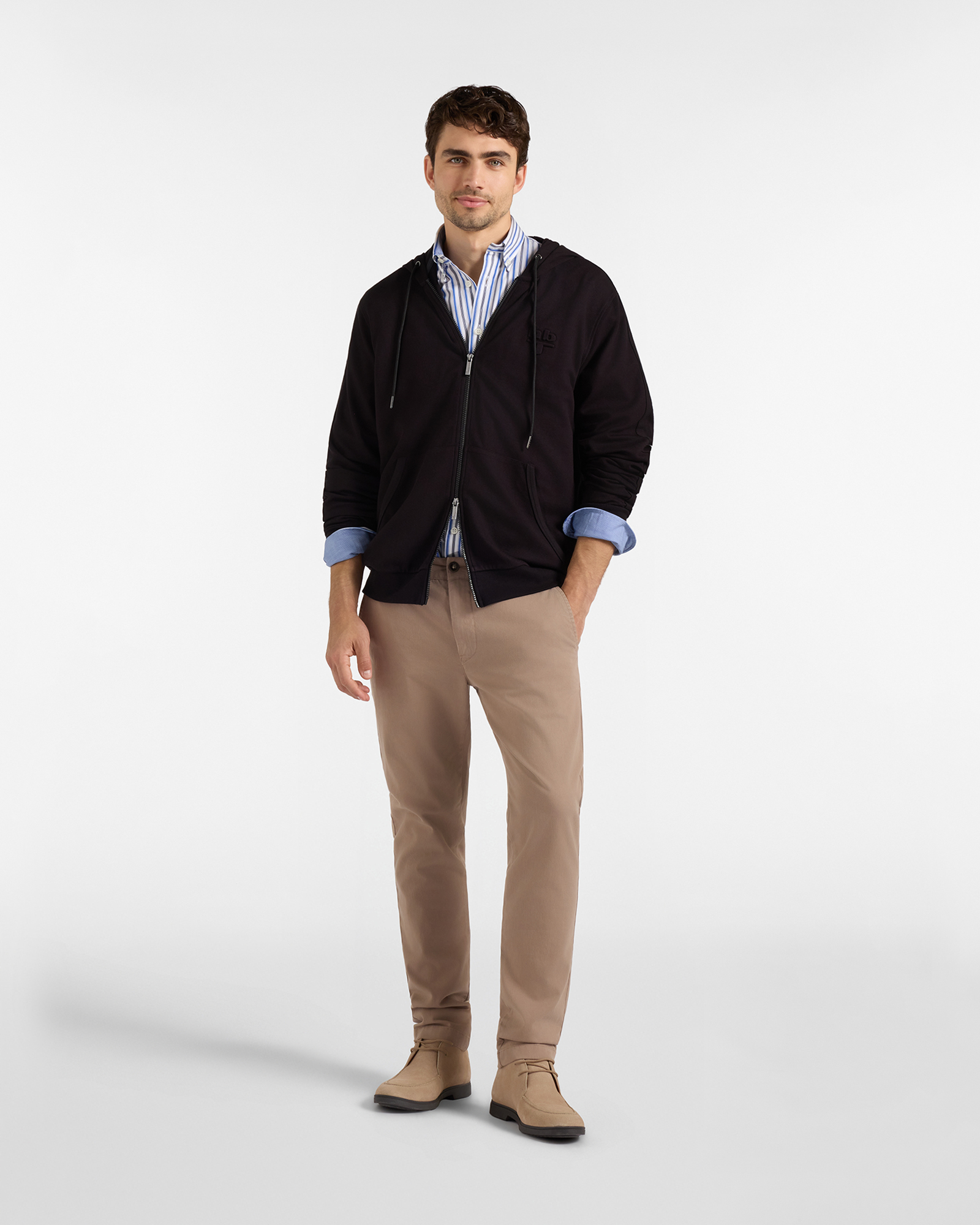 Felpa Full Zip HBJ Uomo con cappuccio, NERO, large