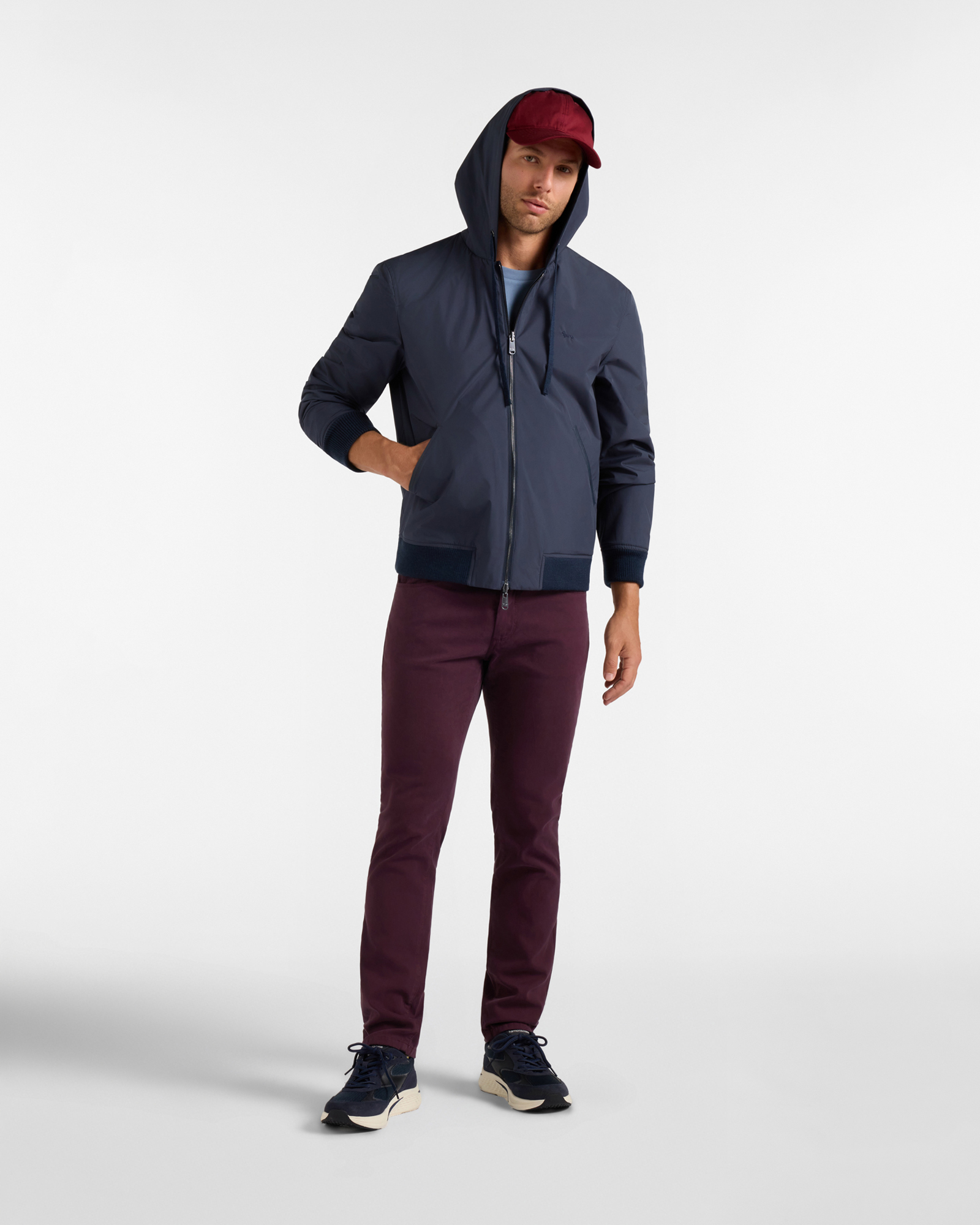 Men's blue Prince of Wales wool blend reversible jacket, NAVY BLUE, large image number 3