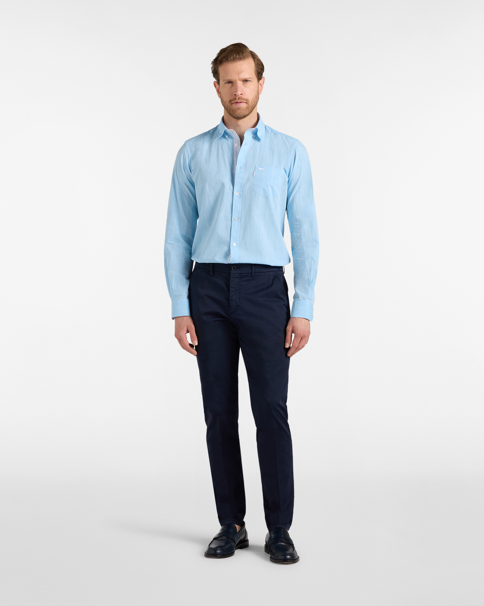Pantaloni Uomo Chino Basico Narrow Fit, Blu, large image number 3