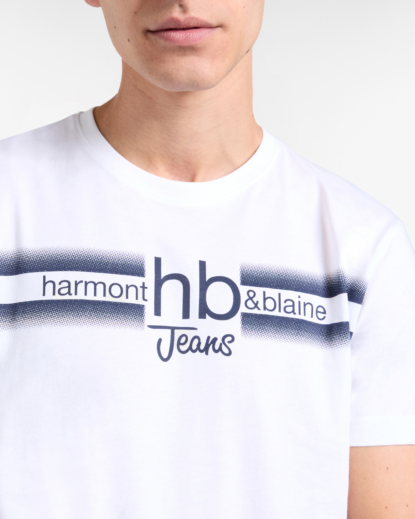 T‑shirt Uomo con Fasce e Logo Stampato Narrow Fit, Bianco, large image number 2