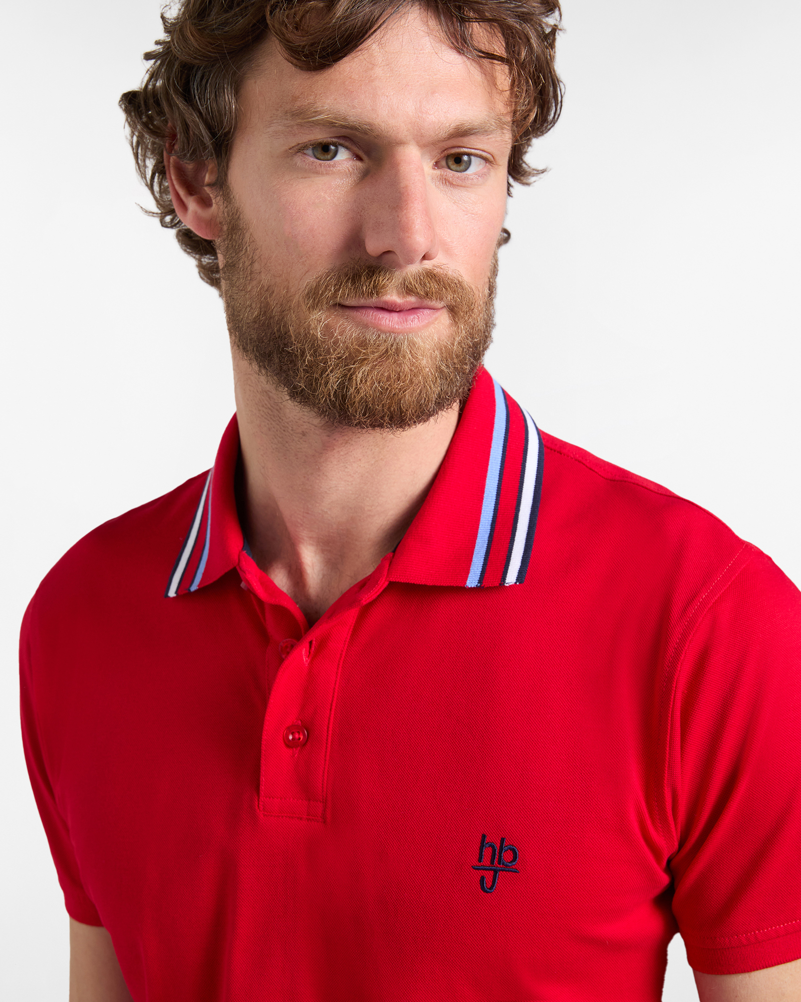 Polo uomo narrow fit con colletto a costine, Rosso, large image number 2