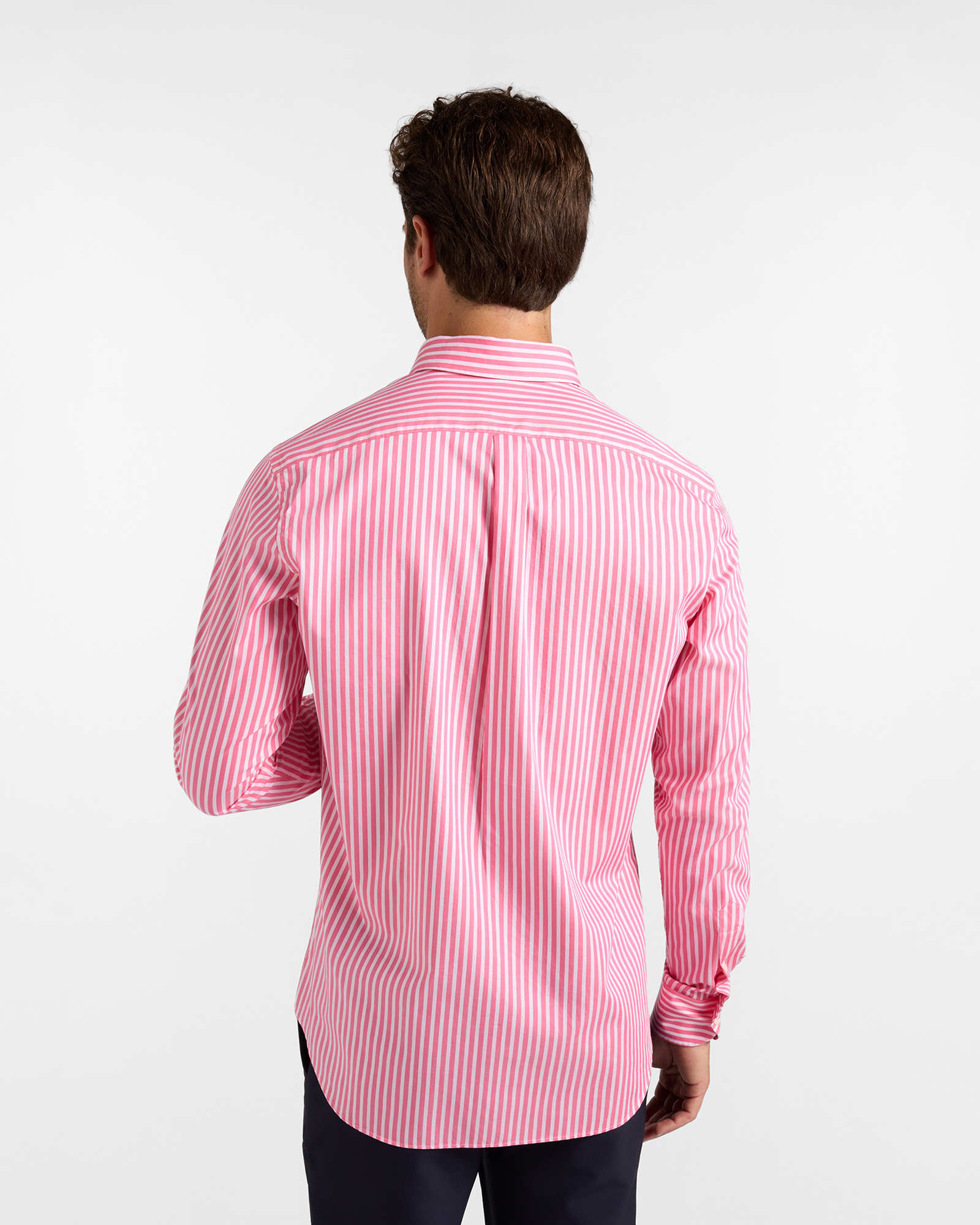 Men's regular-fit turquoise twill shirt with satin stripe, FUXIA, large image number 2