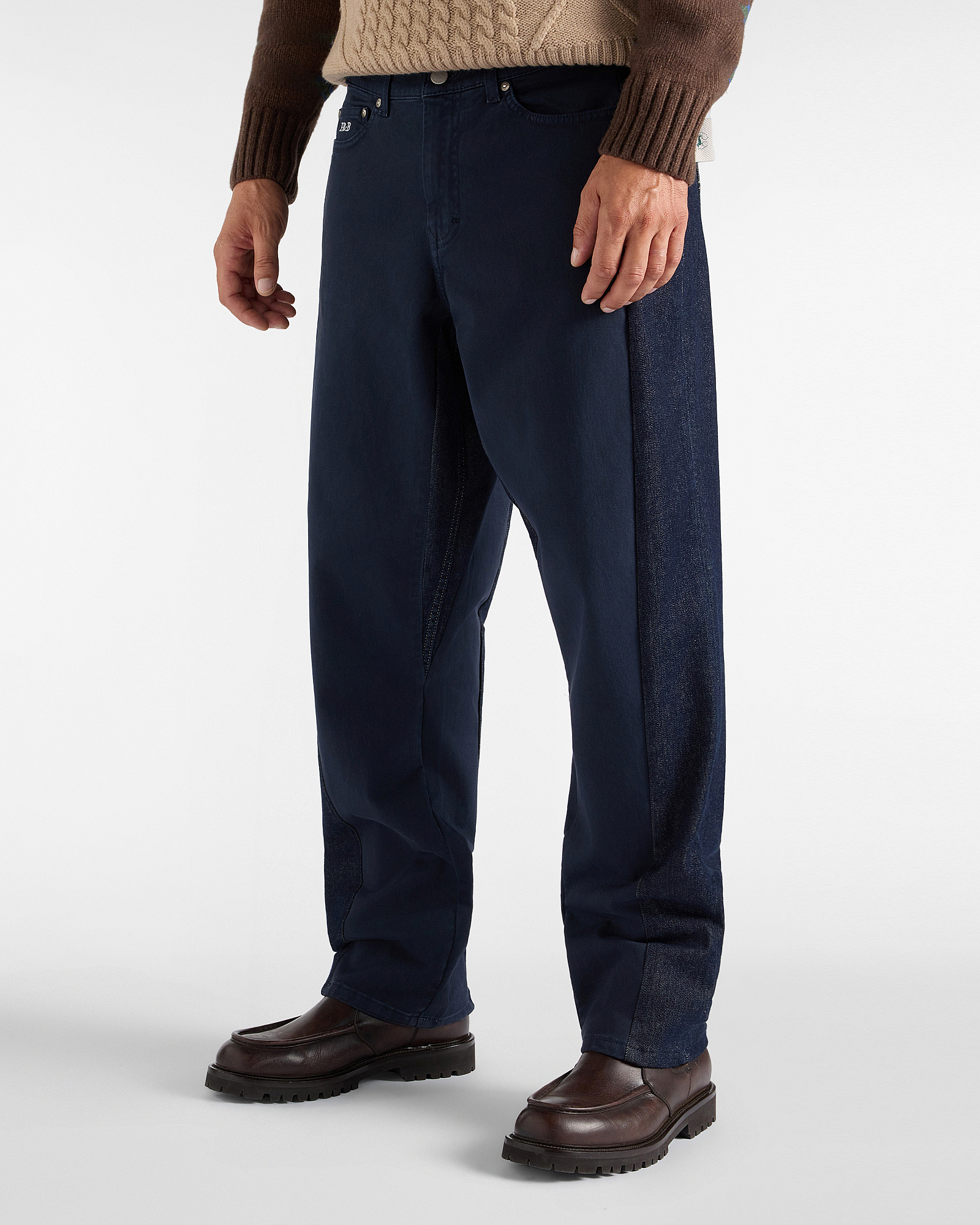 Men&rsquo;s navy blue stretch cotton trousers &ndash; Re-Loved Capsule Collection &ndash; Made in Italy
