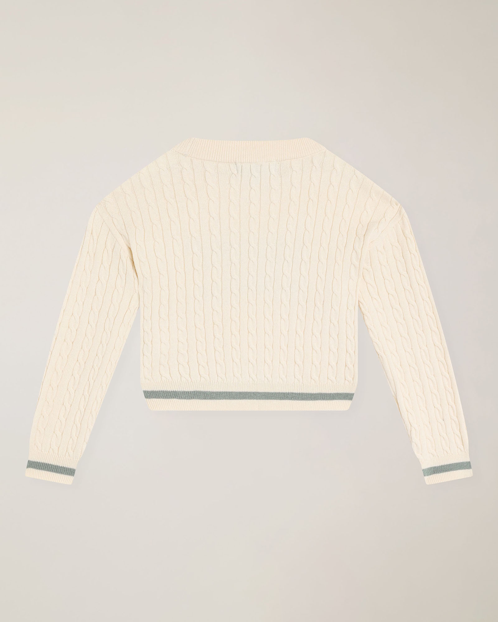 Cable knit sweater with logo embroidery, Beige, large image number 1