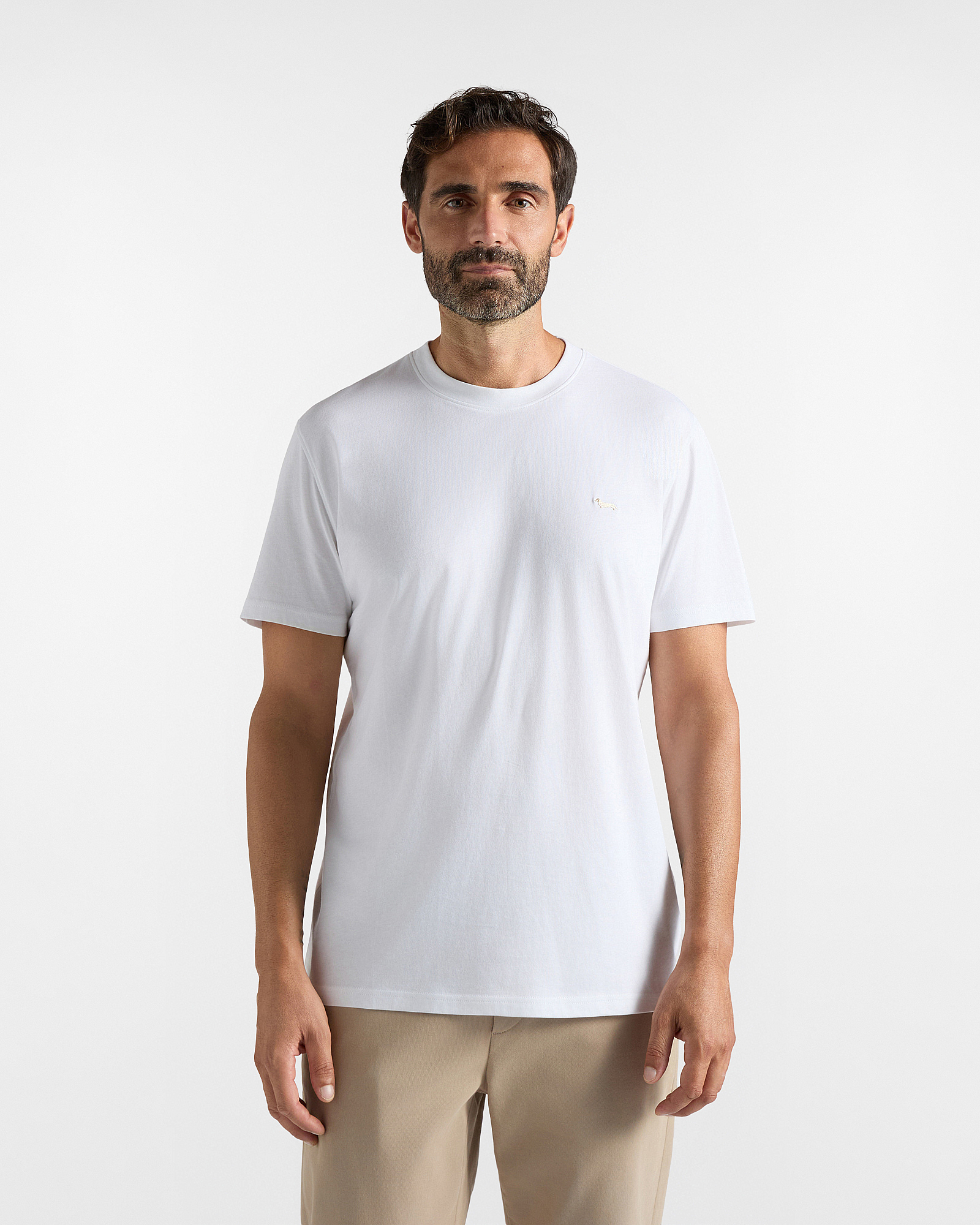 Camiseta de hombre en 100 % puro algod&oacute;n blanco corte regular