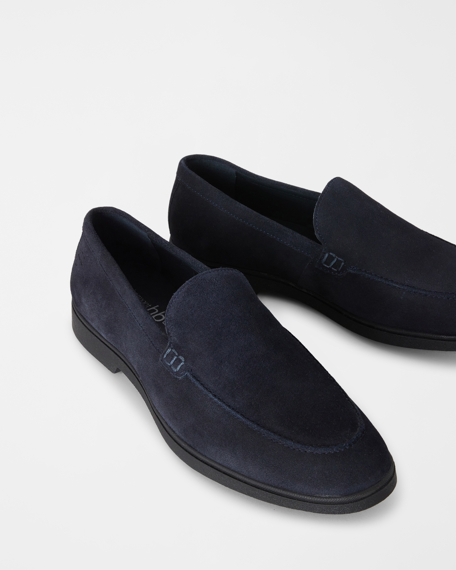 Mocassino HBJ Uomo in vera pelle scamosciata, BLU SCURO, large