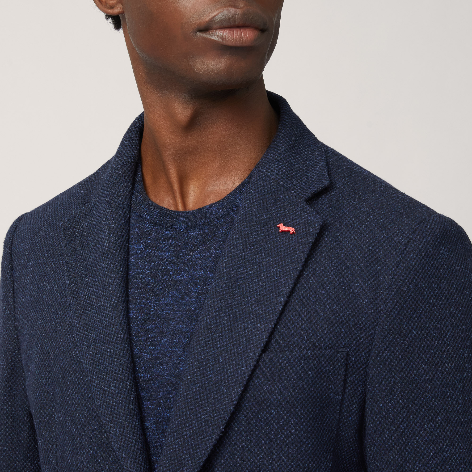 Cotton and Linen Jacket with Pockets and Breast Pocket, Blue, large image number 2
