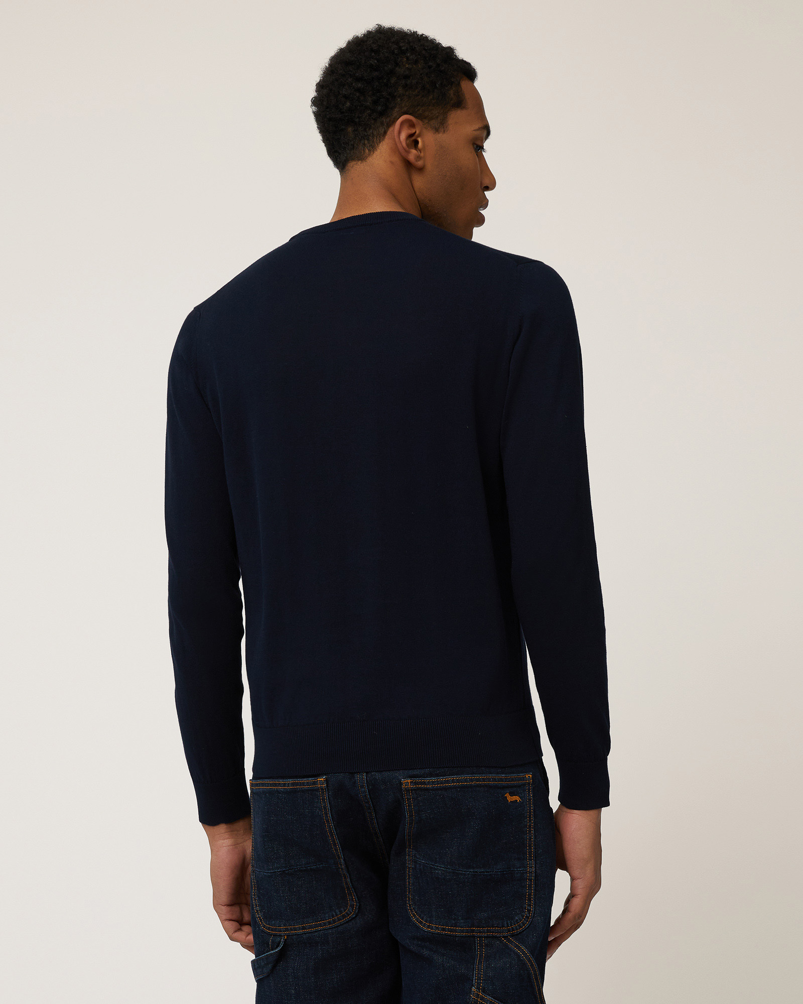 Cotton Crepe Pullover, Navy Blue, large image number 1