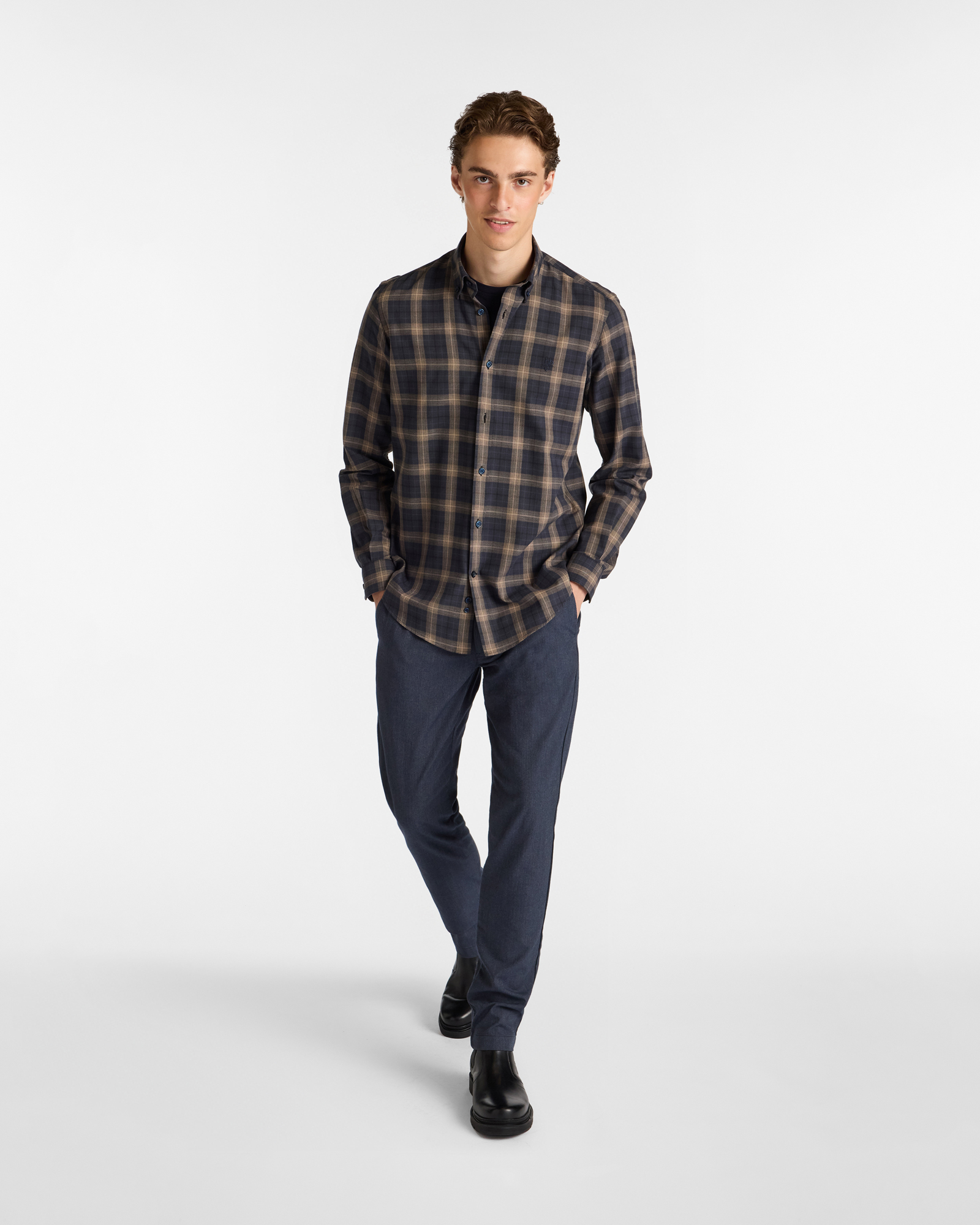 Camicia a Quadri in Cotone, Marrone, large image number 3