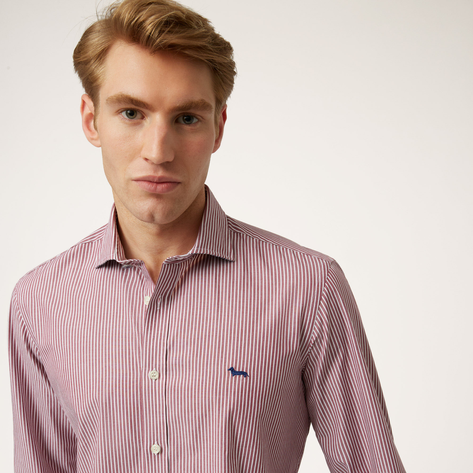 Organic Cotton Shirt With Micro Stripes, Red, large image number 2