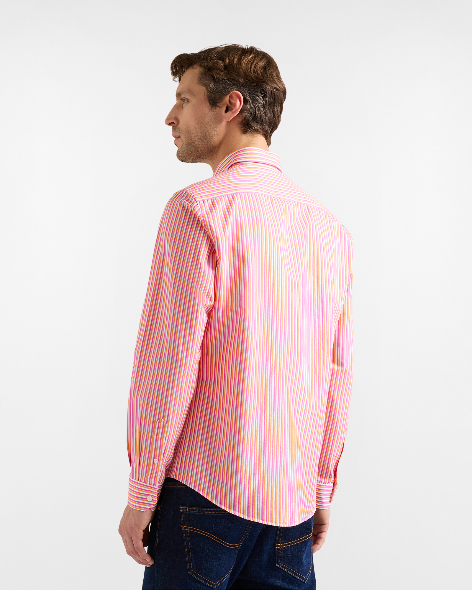 Men's narrow-fit striped shirt, Pink, large image number 2