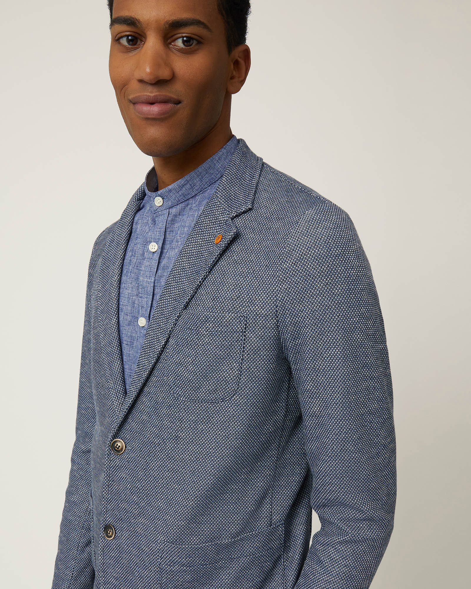 Cotton Blend Jersey Jacket, Dark Blue, large image number 2