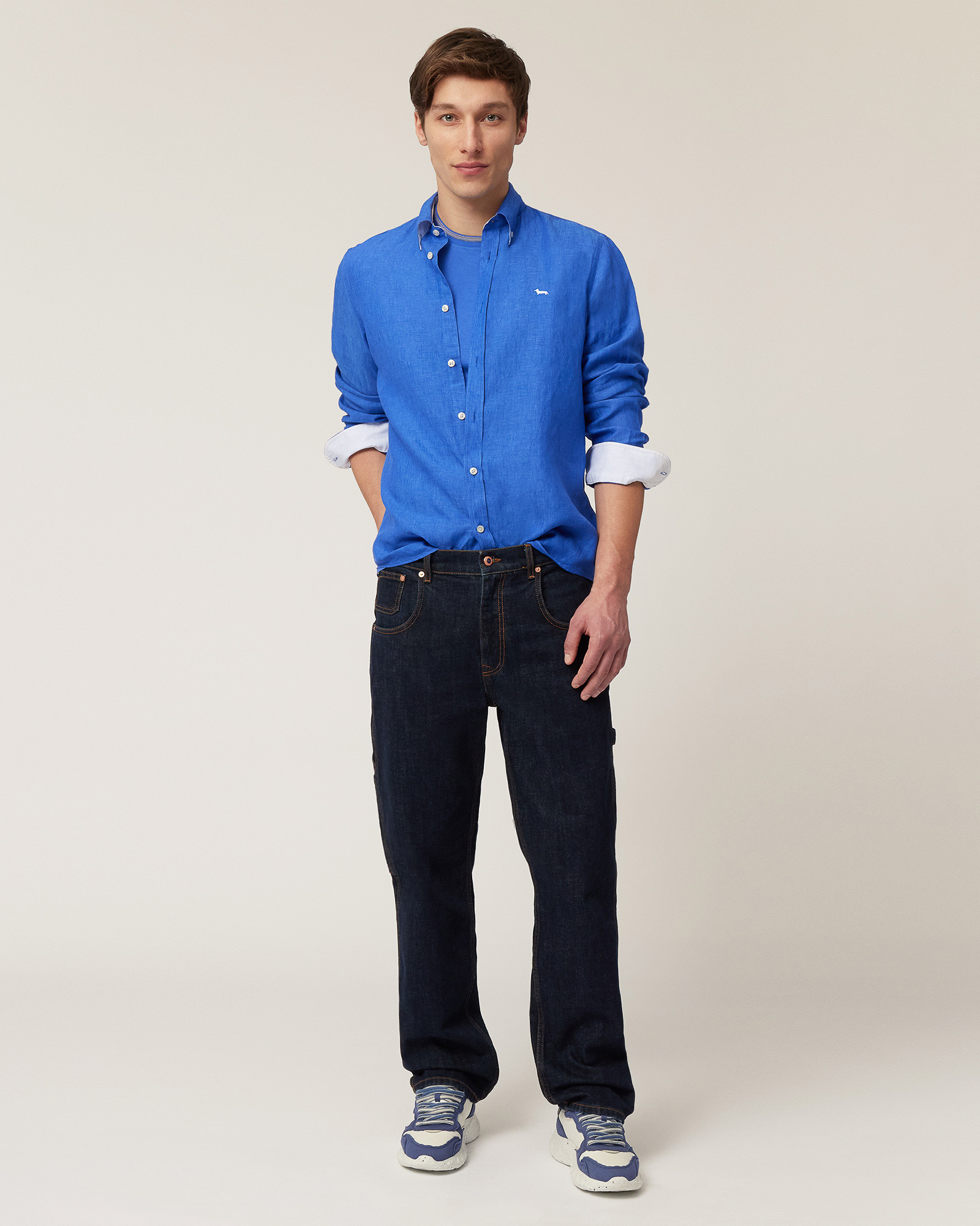 Linen Shirt with Dachshund, Hydrangea, large image number 3