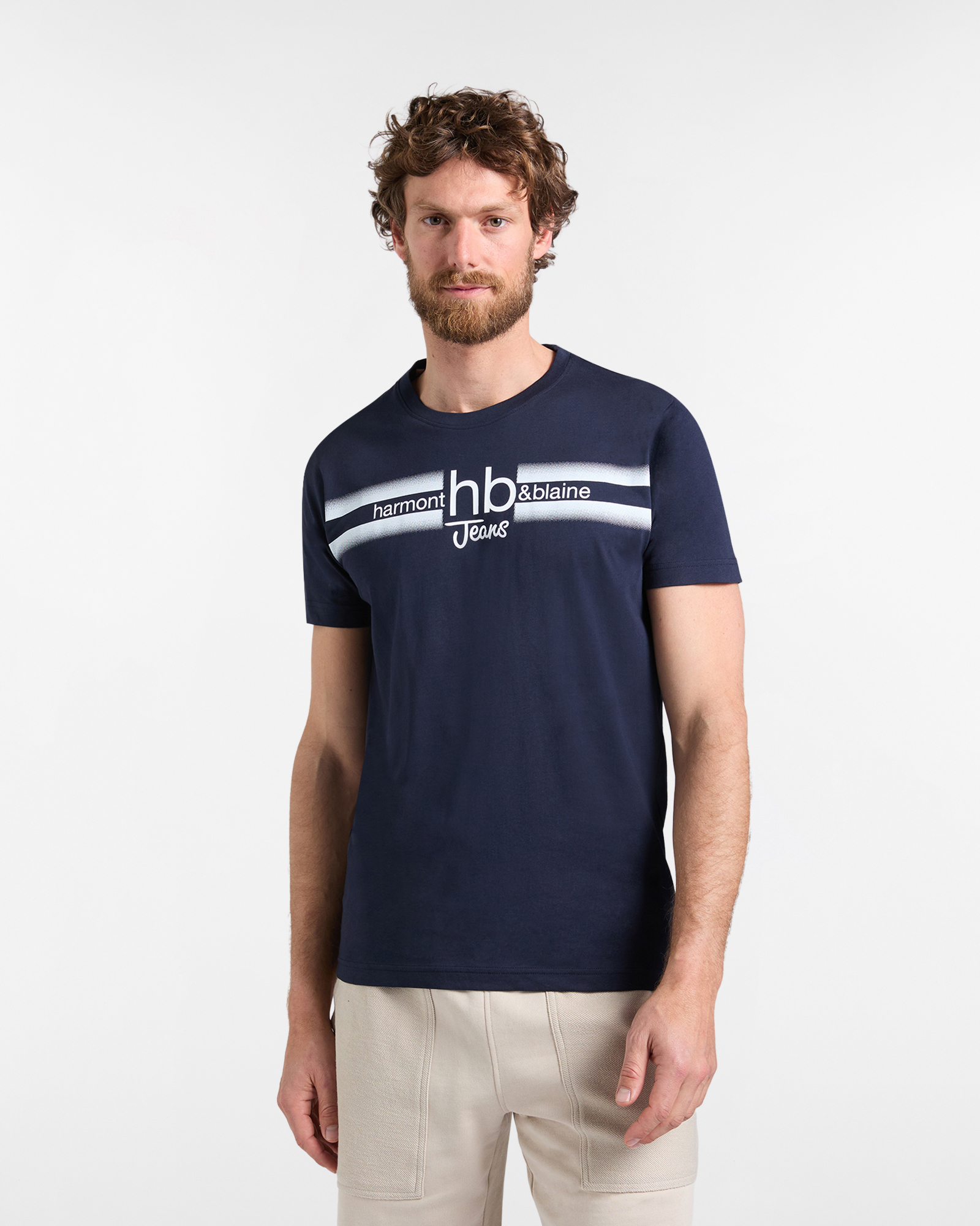 T‑shirt Uomo con Fasce e Logo Stampato Narrow Fit