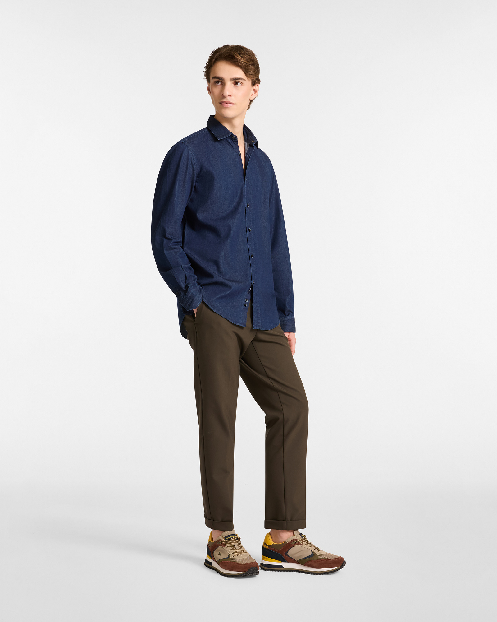 Denim Shirt with Dachshund, Navy Blue, large image number 3
